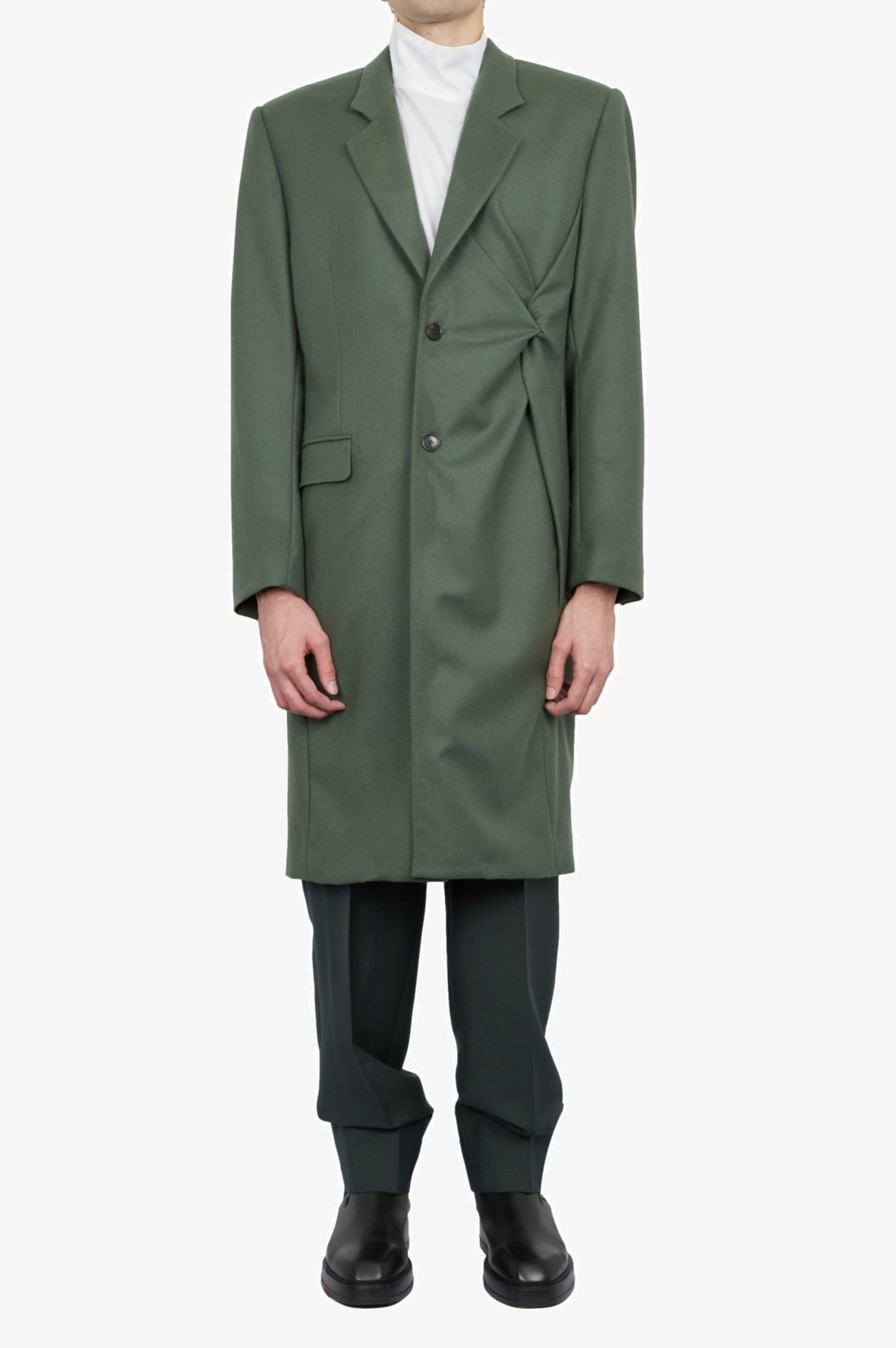 Wool Kombu Green Clay Knot Coat
