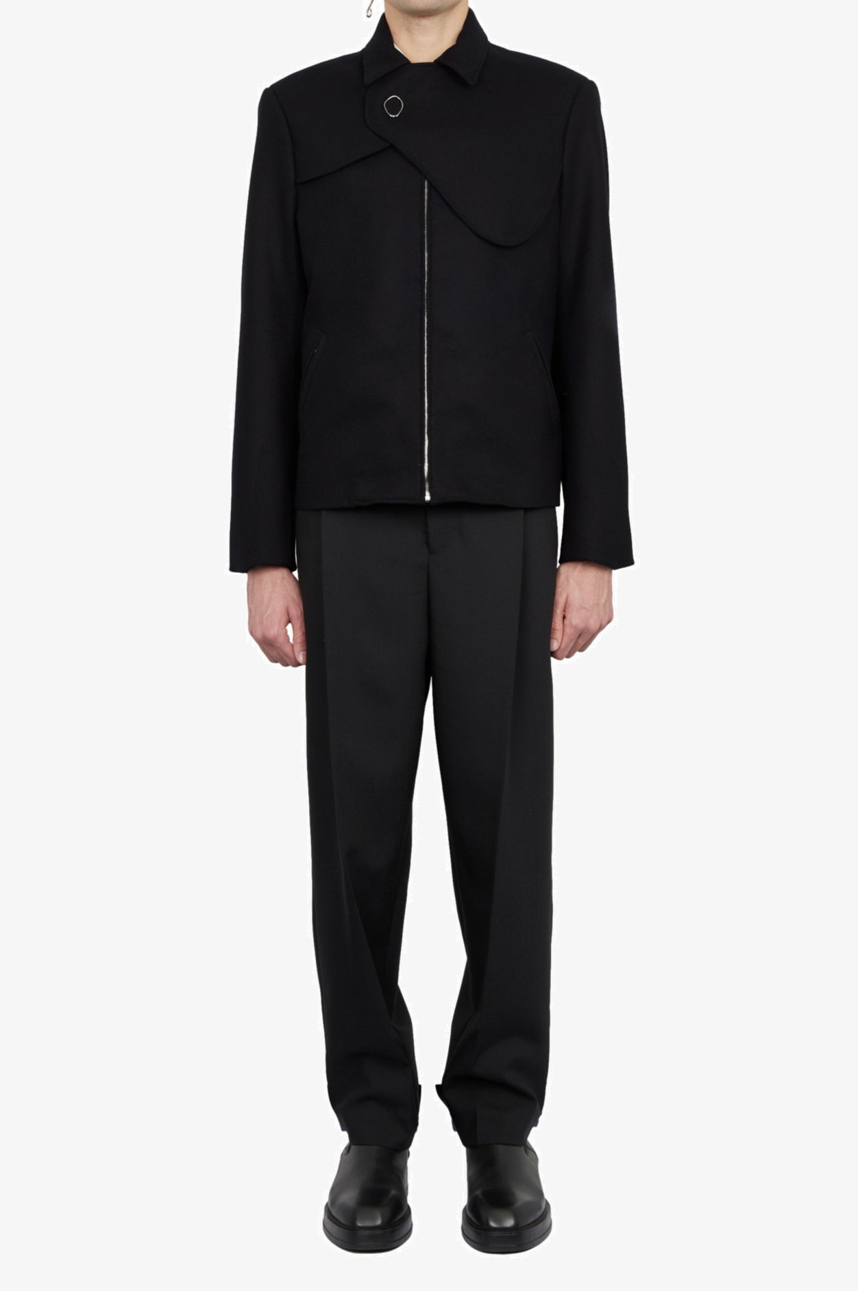 Black cashmere bomber