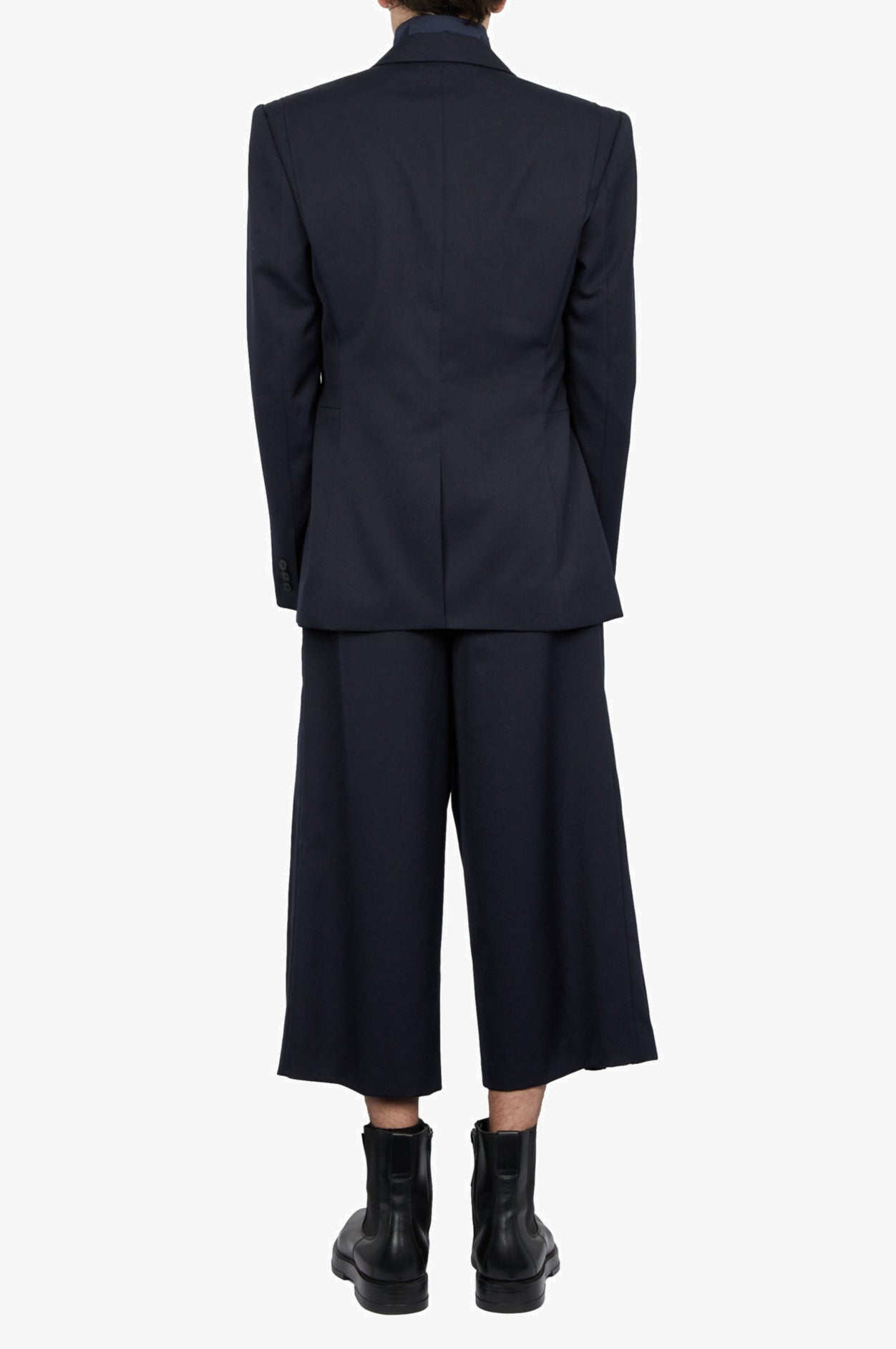 Wool Navy Tailored Double box pleat Jacket