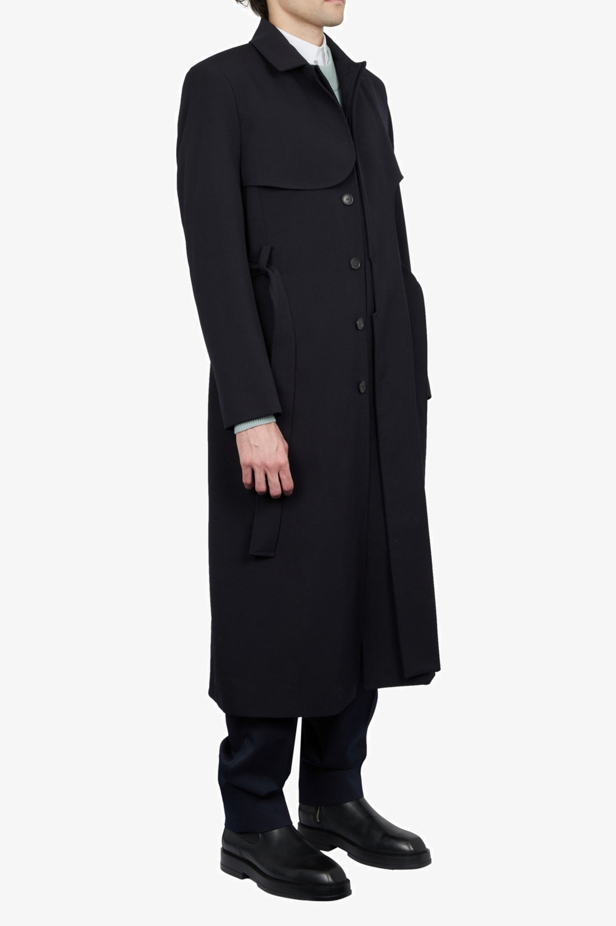 Trench bleu night shadow en laine