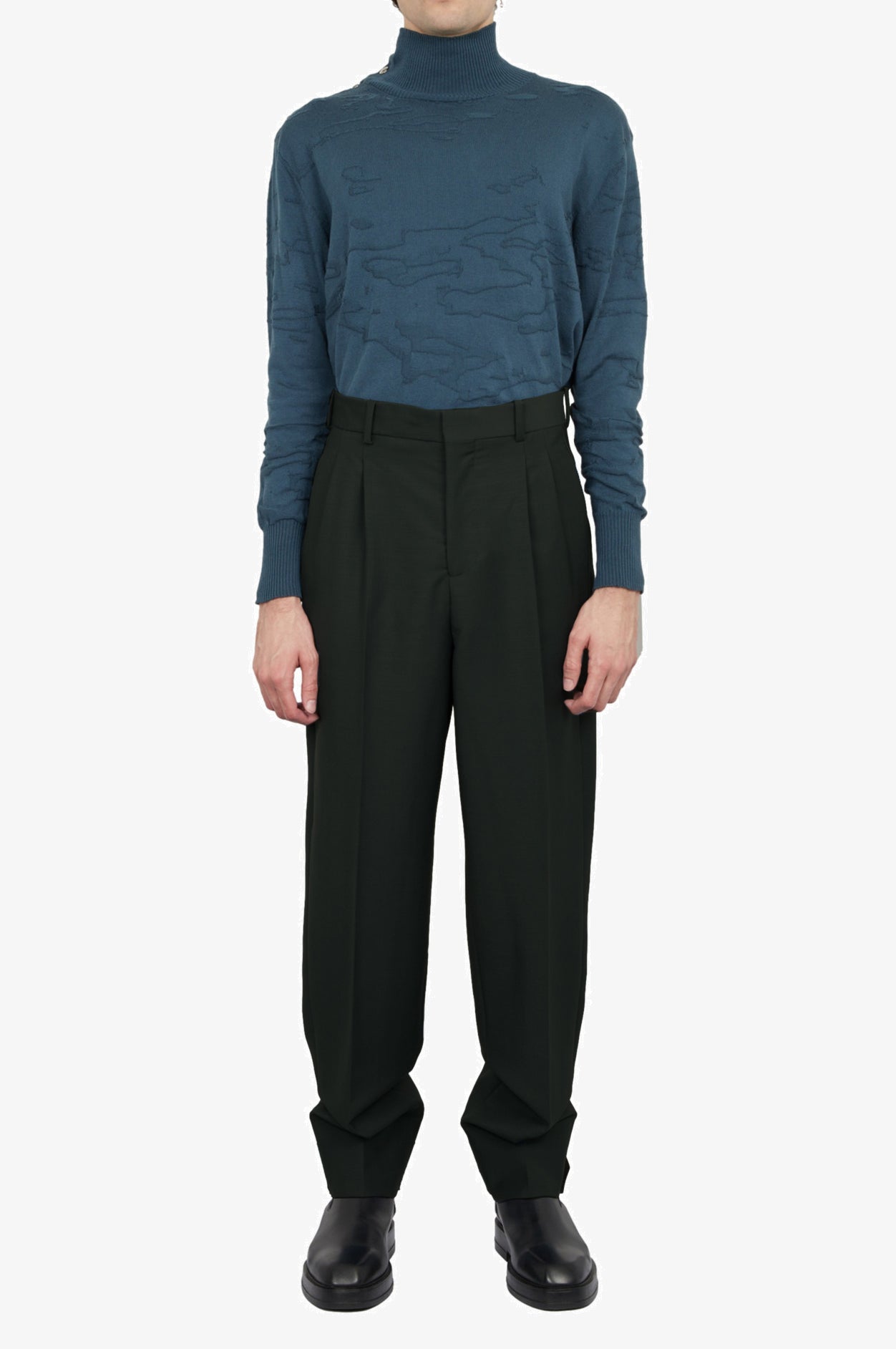 Wool Mohair Black Tailored Classic Trousers