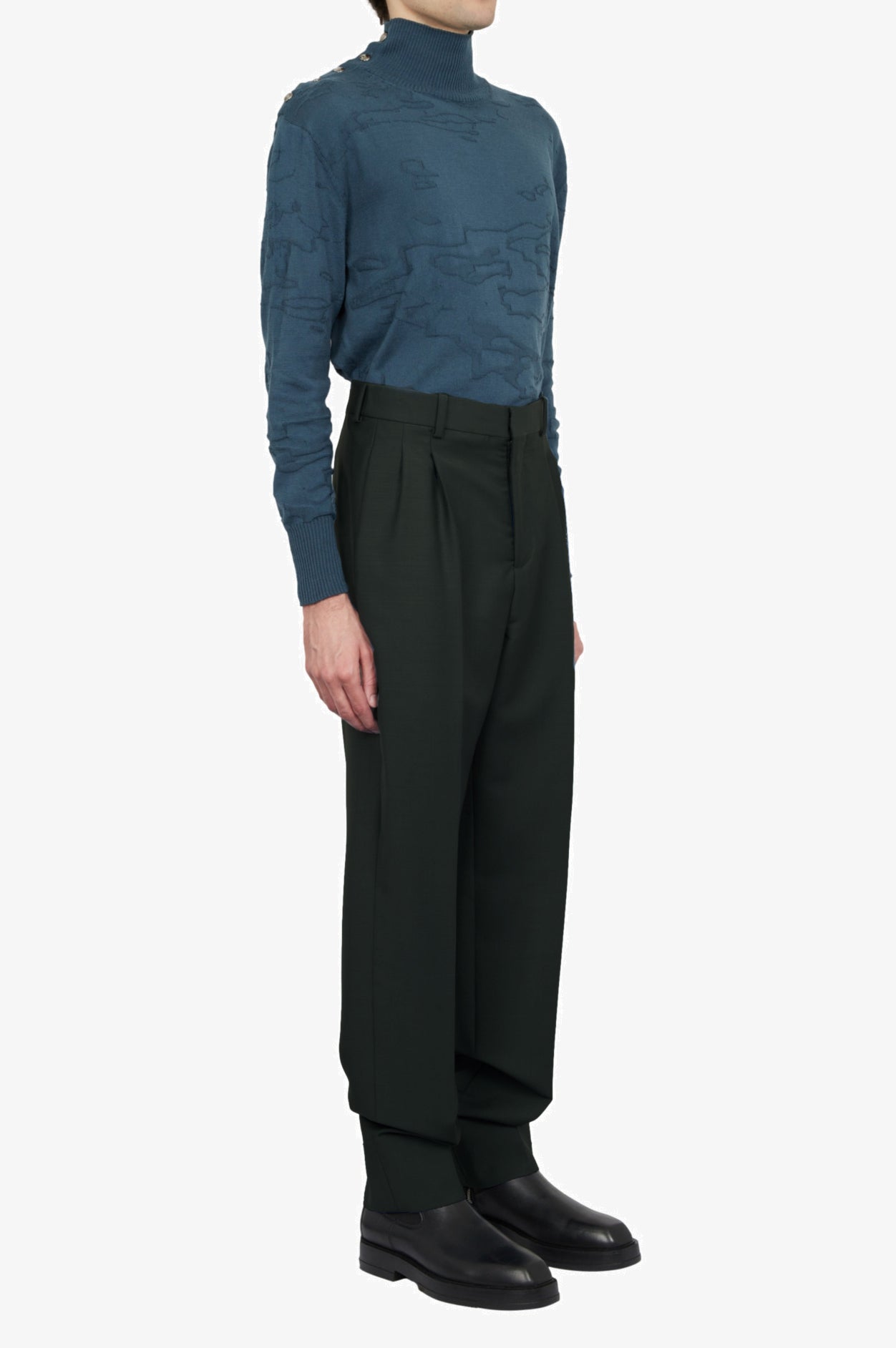 Wool Mohair Black Tailored Classic Trousers