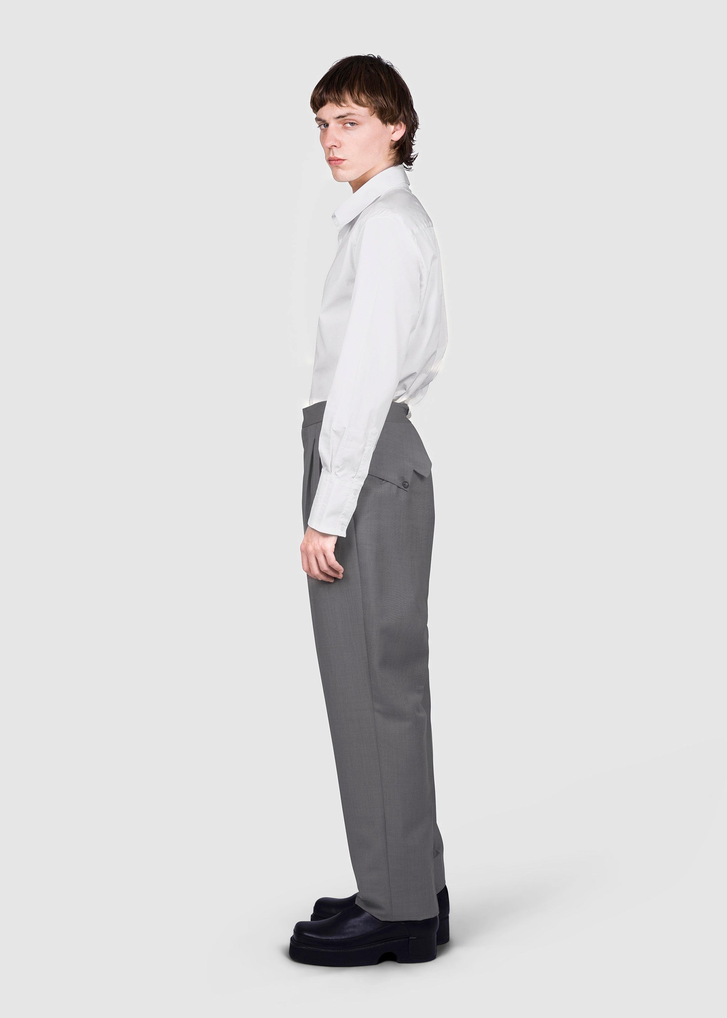 Asymmetric Tailored Wool Trousers