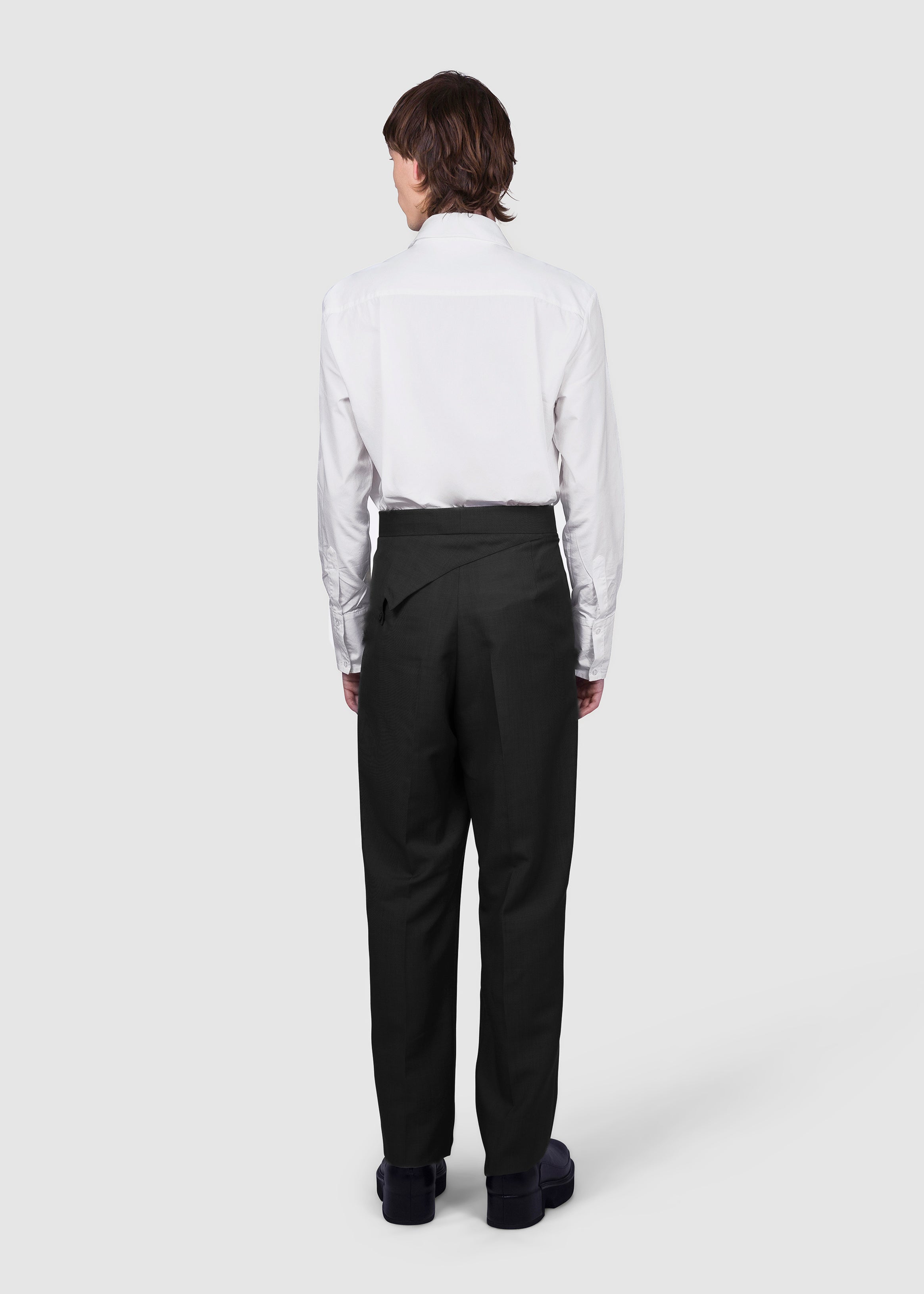 Asymmetric Tailored Black Wool Trousers