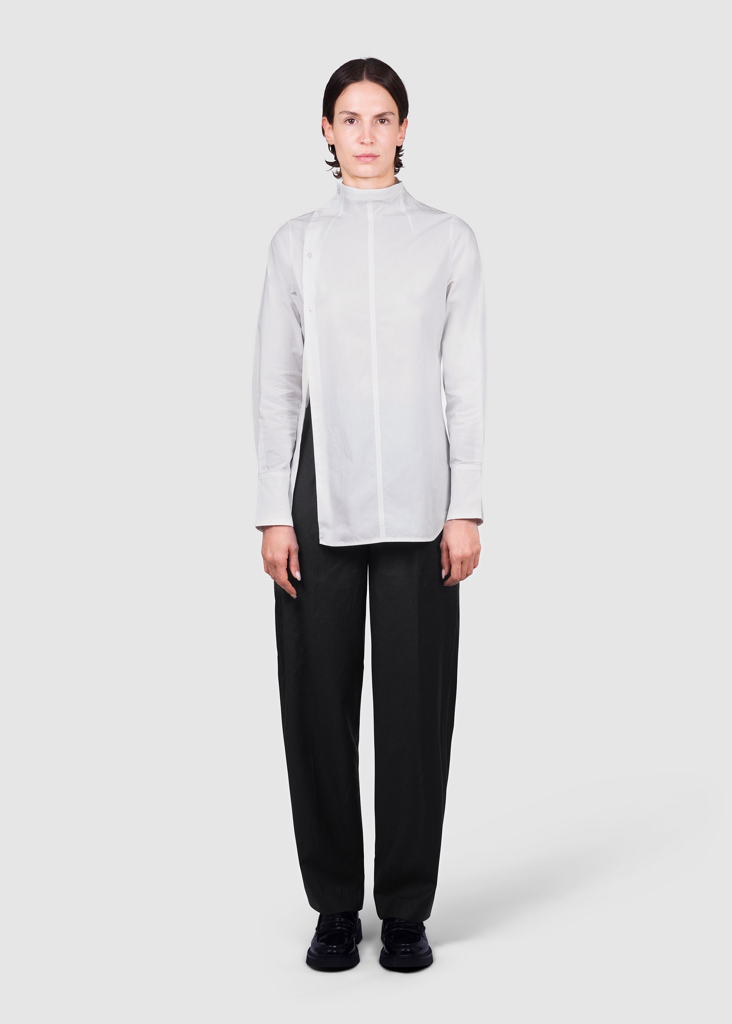 White Asymmetric Cotton Shirt