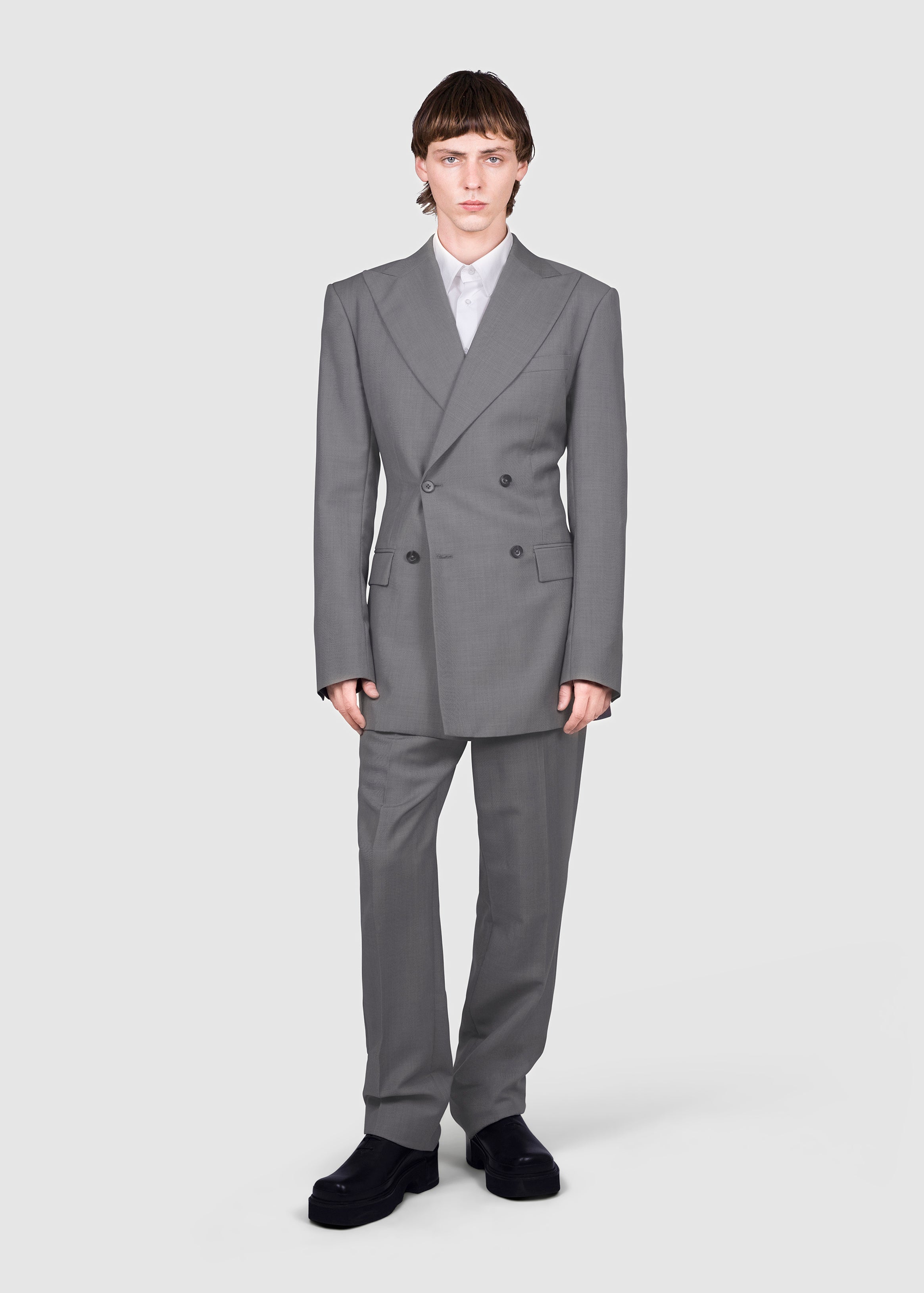 Double-Breasted Gray Tailored Jacket