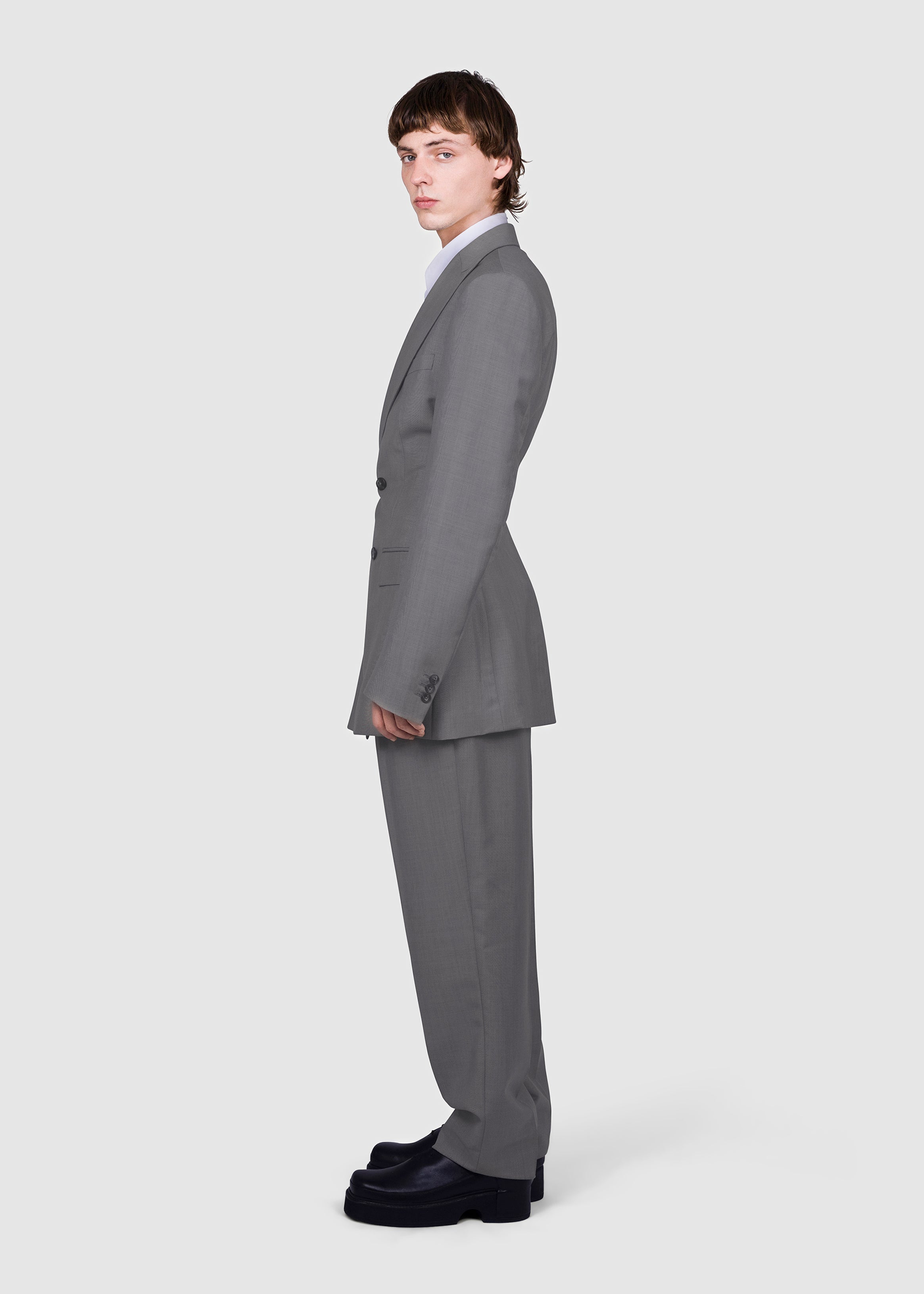 Double-Breasted Gray Tailored Jacket