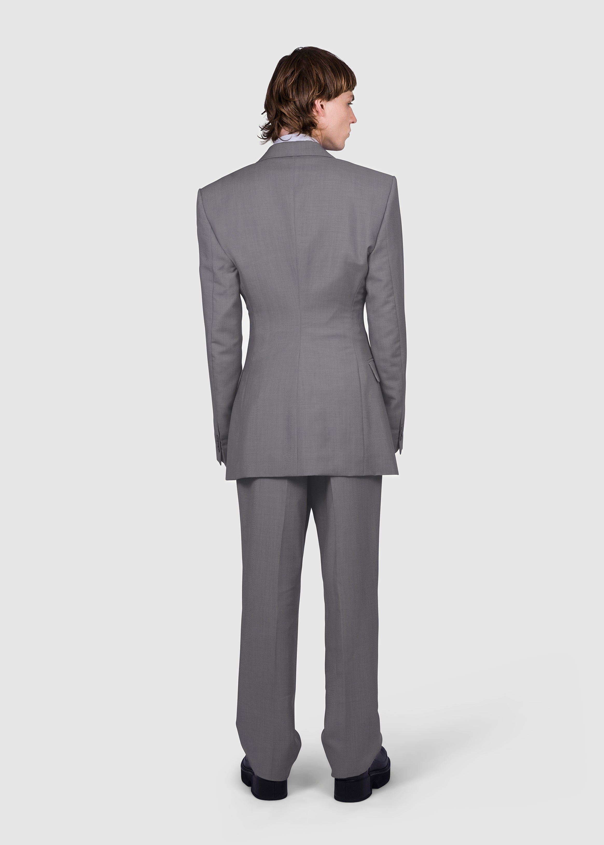 Double-Breasted Gray Tailored Jacket