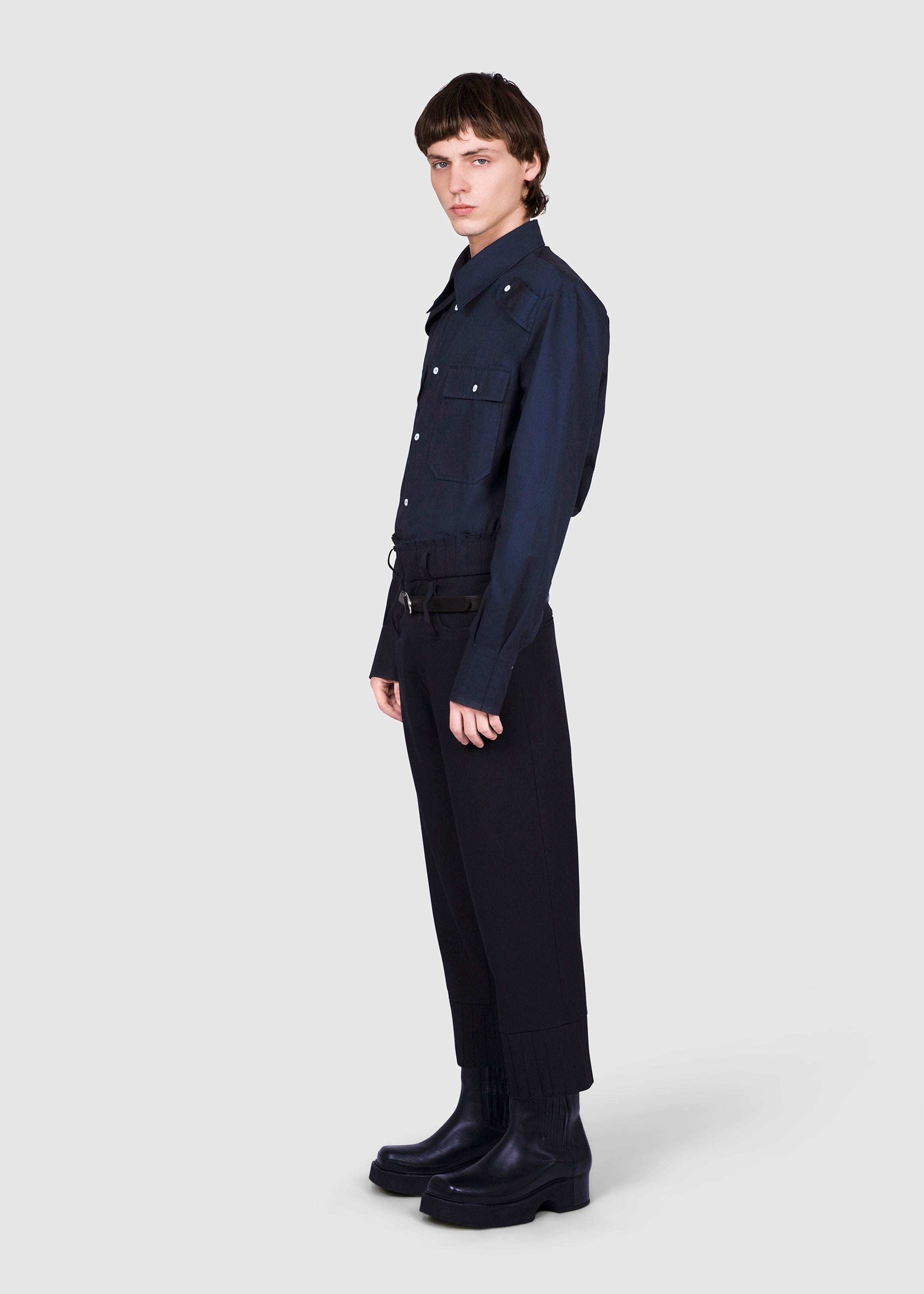 Pleated Hem Tailored Trousers