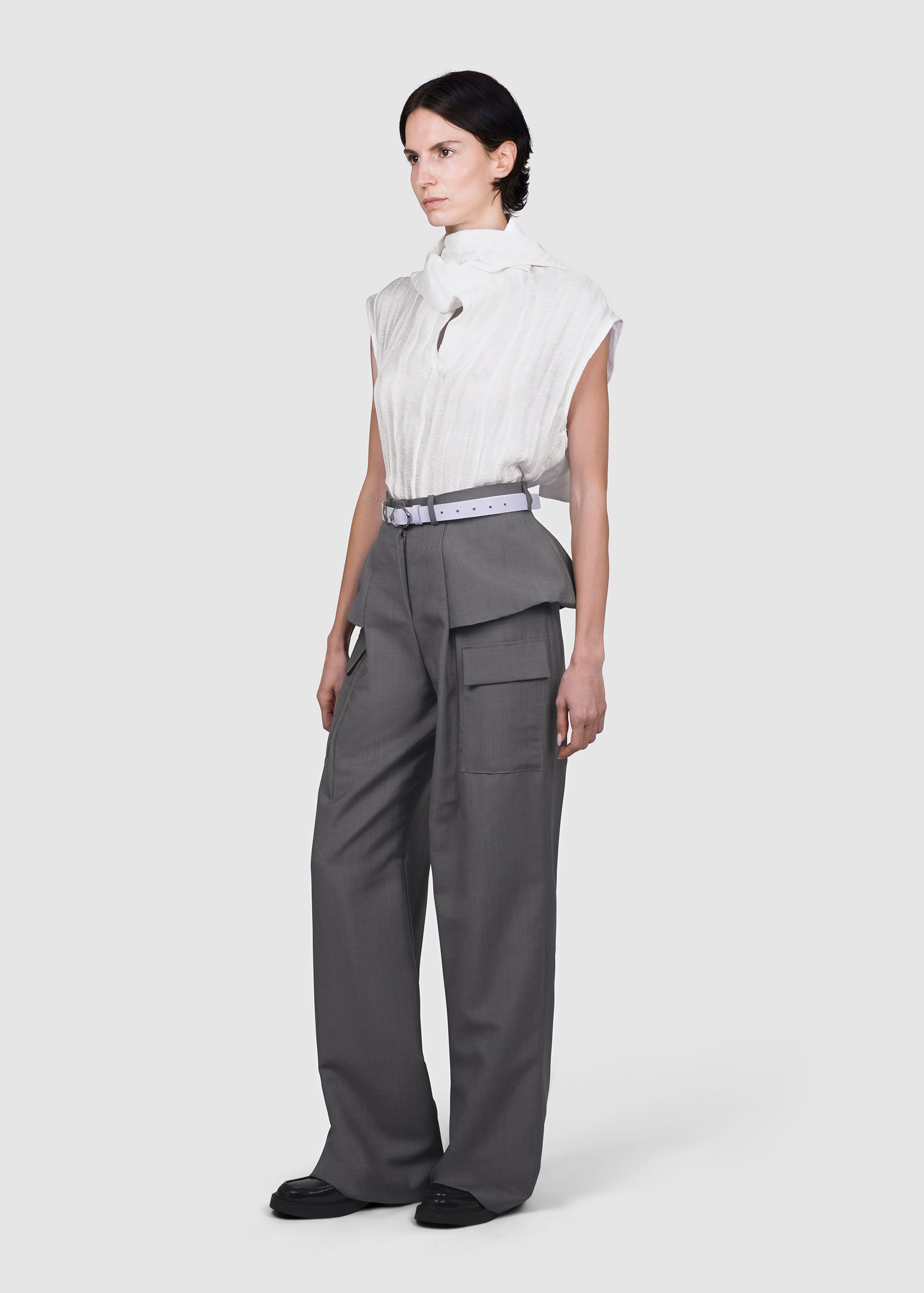 Structured Peplum Cargo Trousers