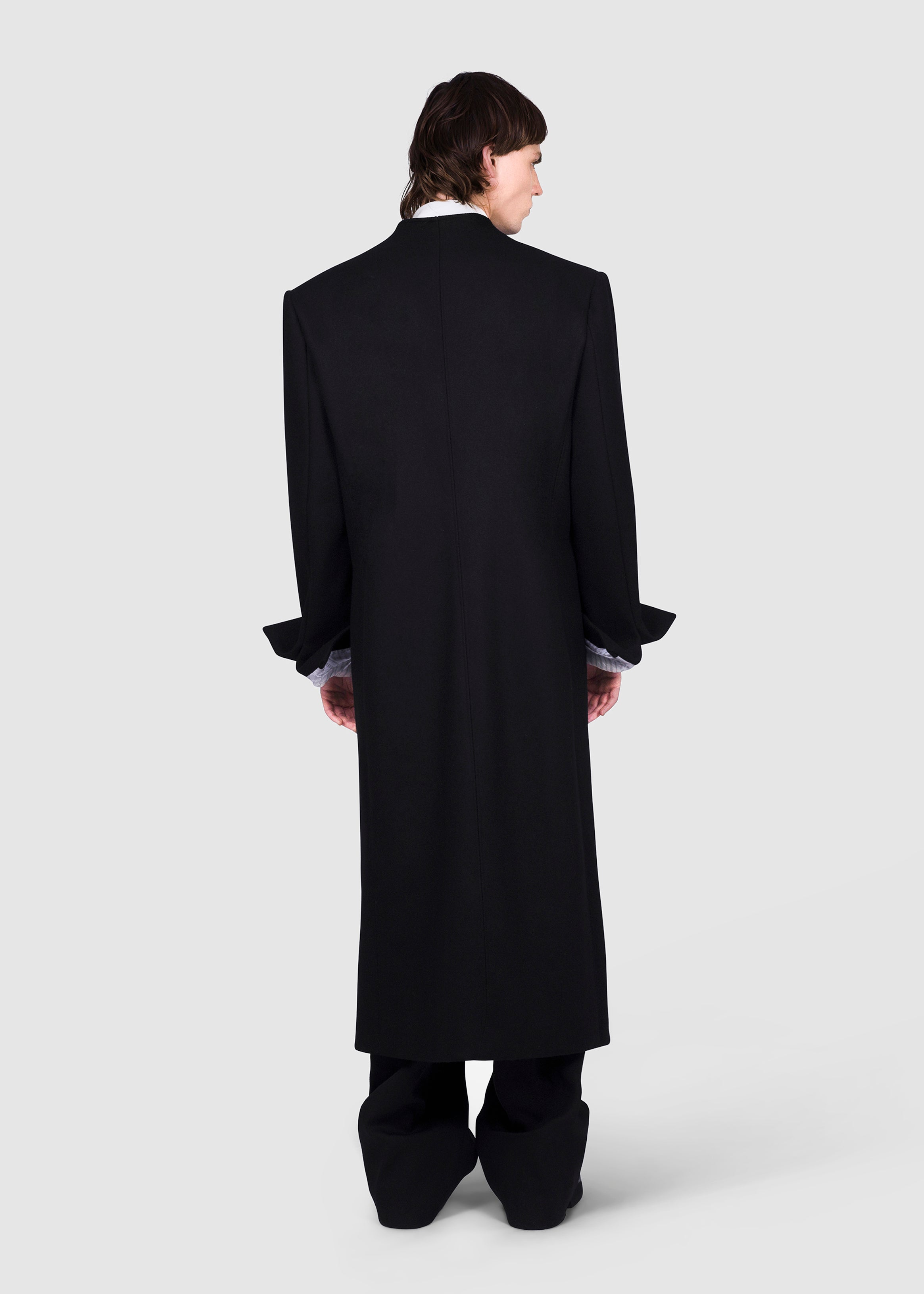 Asymmetric long wool Coat