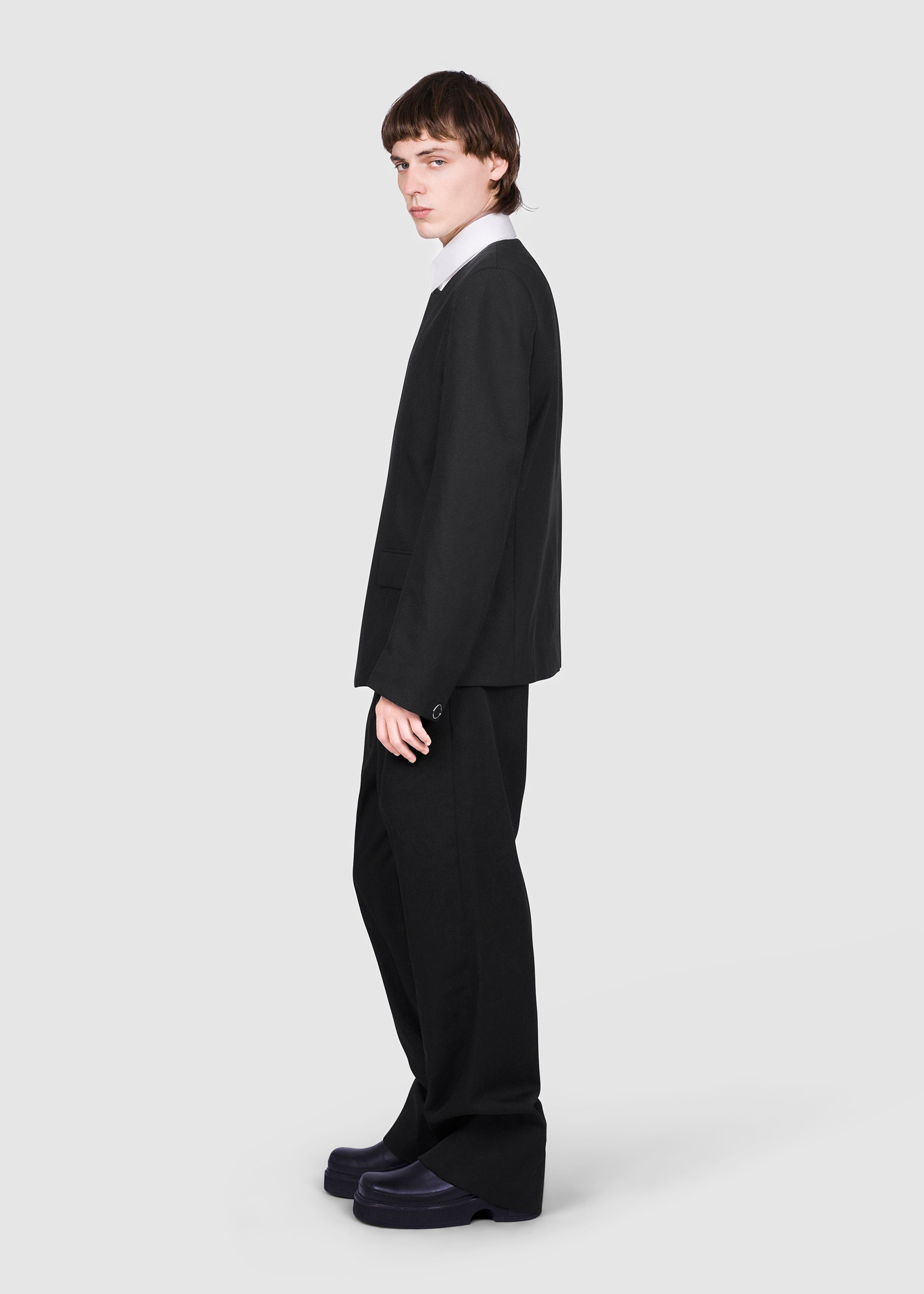 Asymmetric Black Wool Blazer