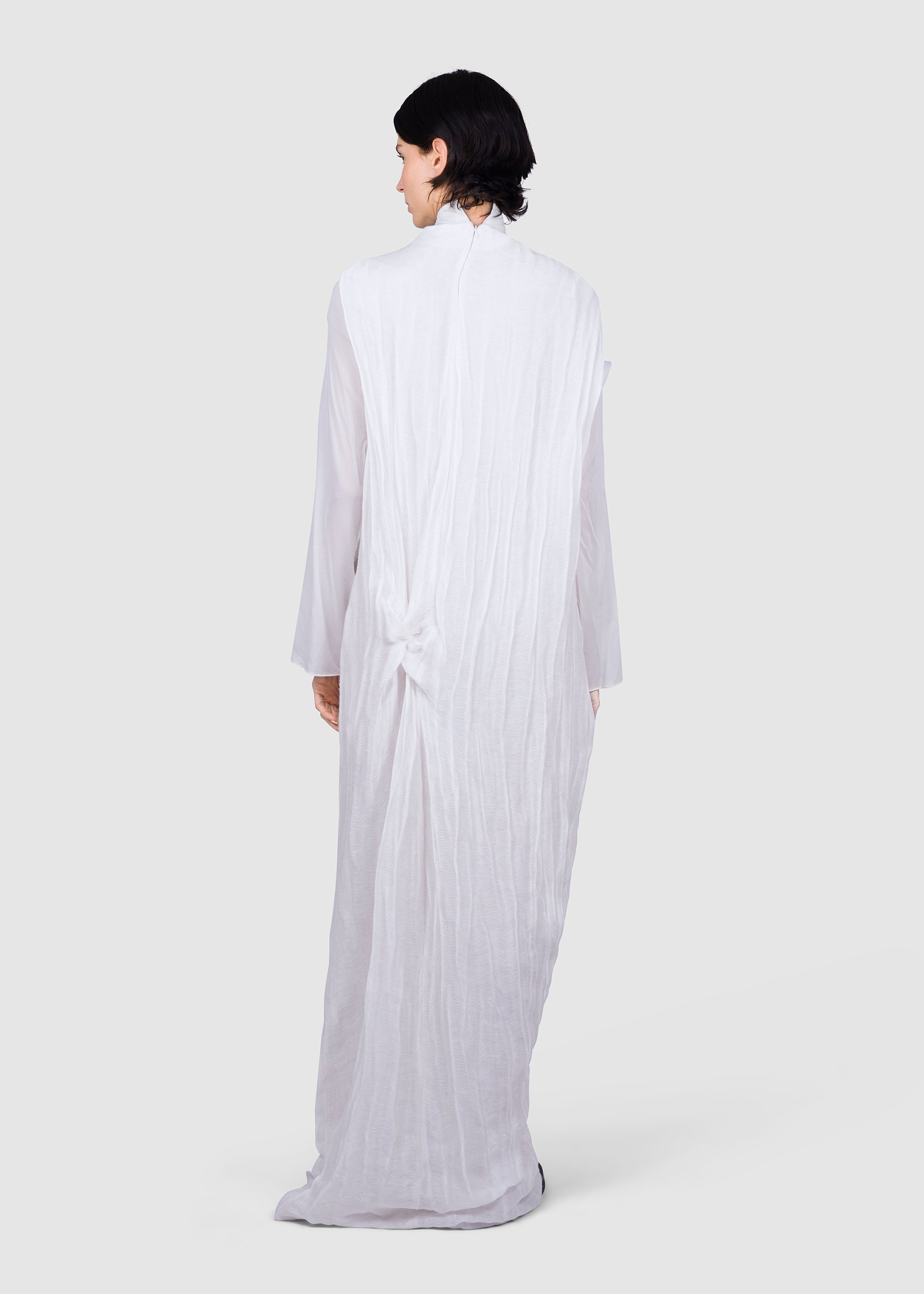 White Draped Silk Dress