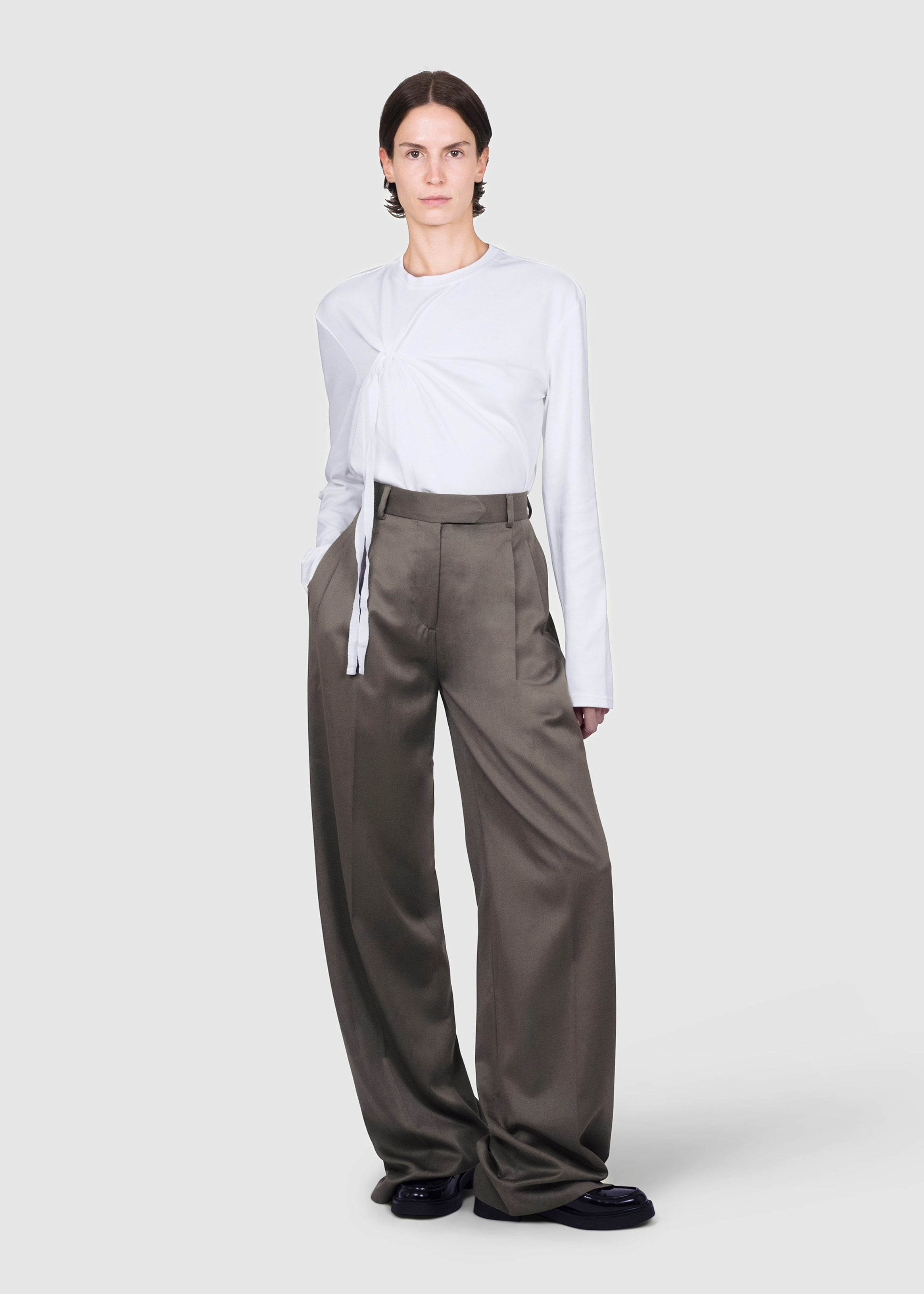 Long Sleeve Knot grosgrain T-shirt