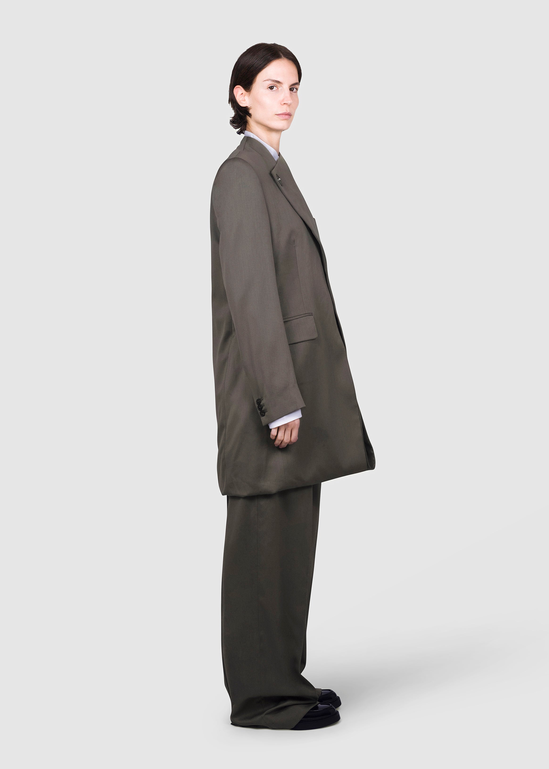 Asymmetric Wool Tailored Jacket with undershirt