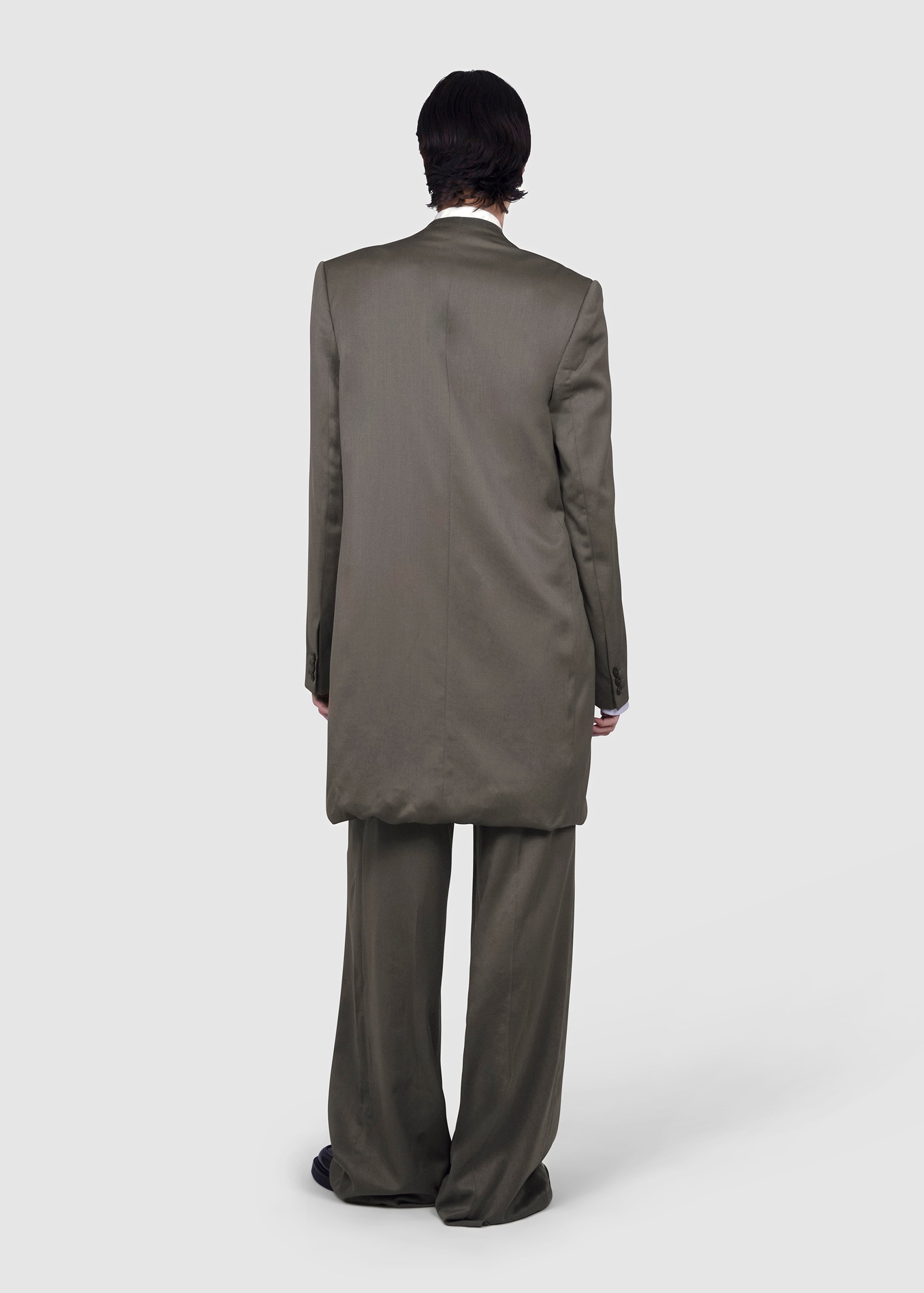 Asymmetric Wool Tailored Jacket with undershirt