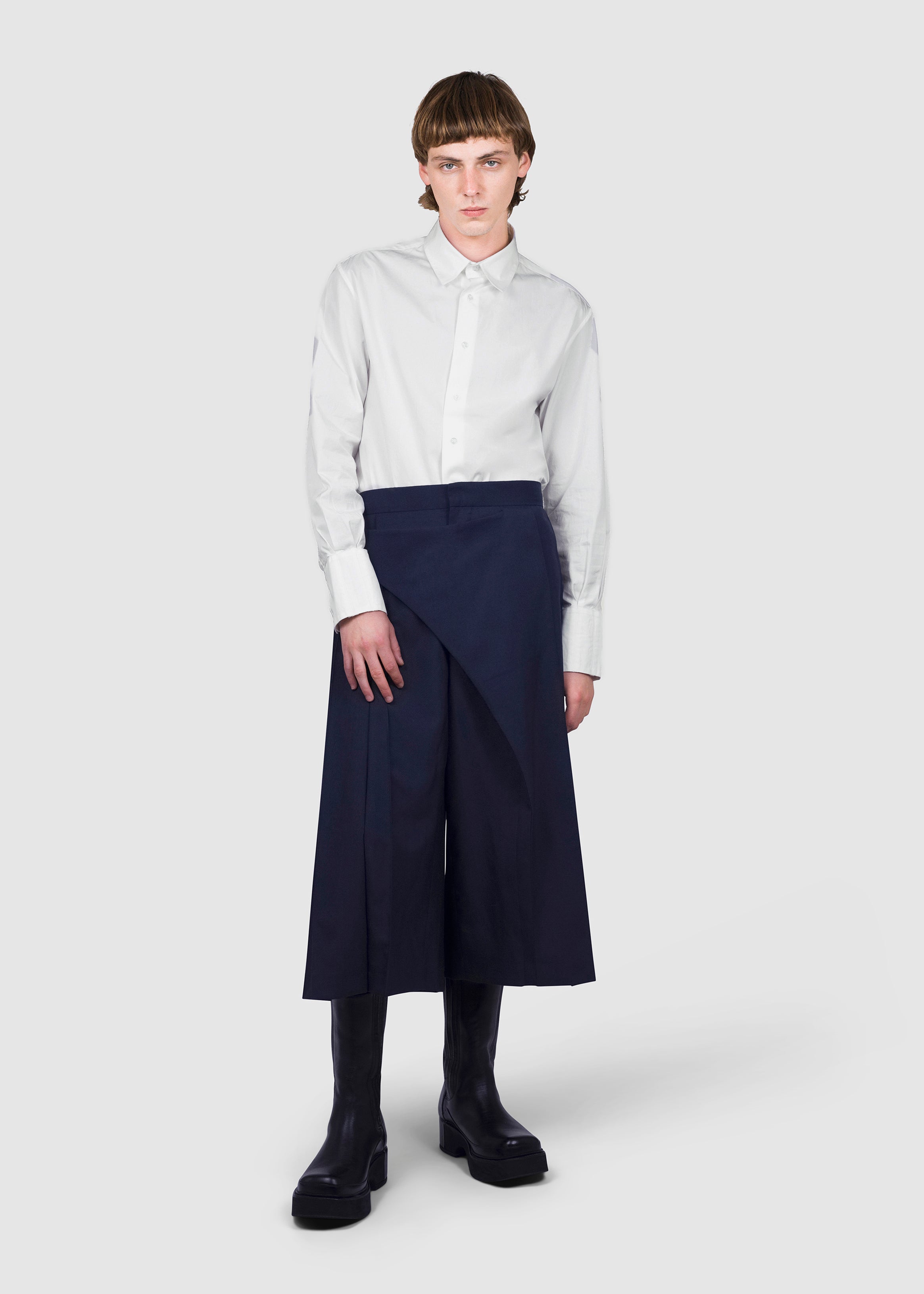 Navy Wool Side Panel Culottes