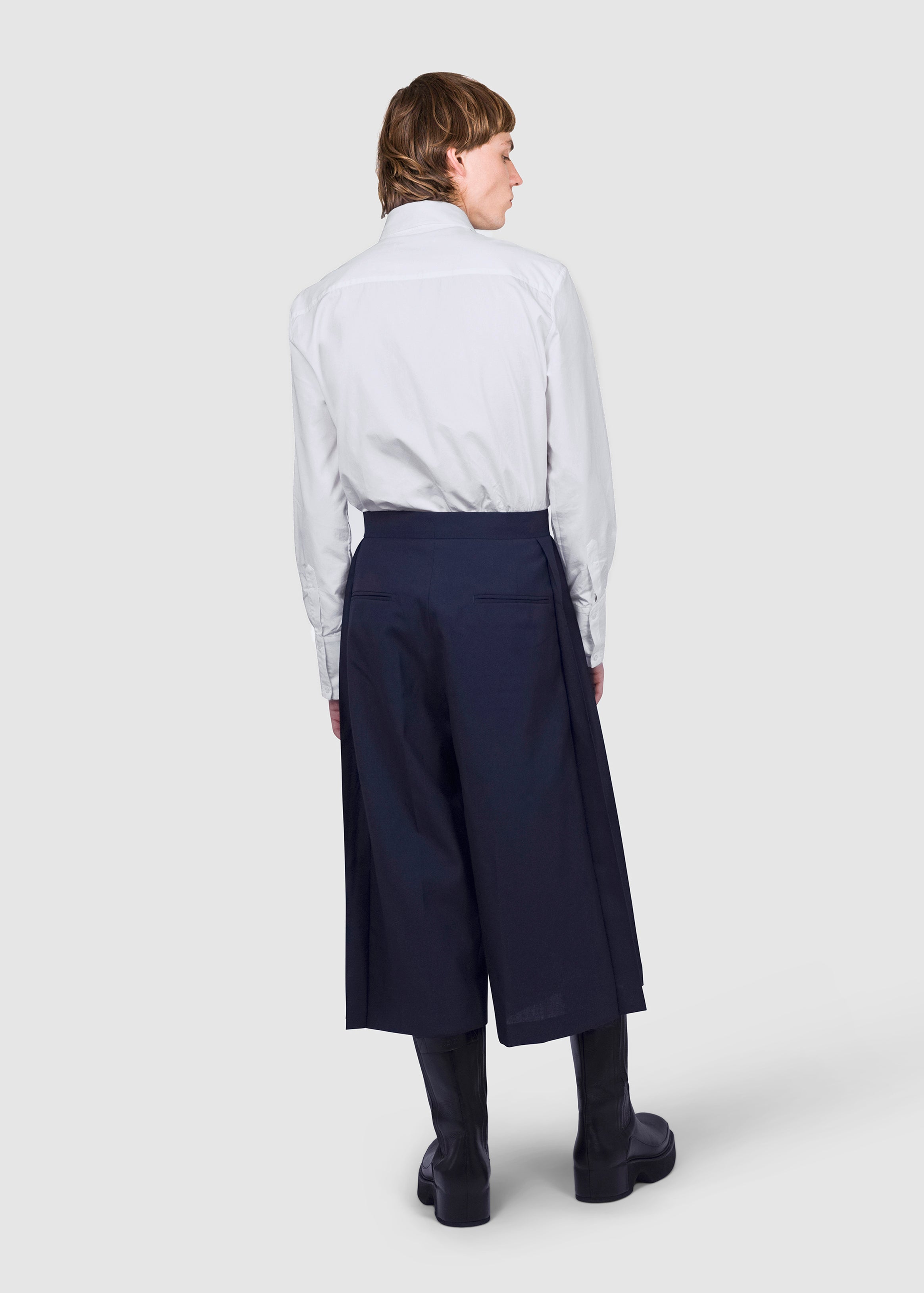 Navy Wool Side Panel Culottes