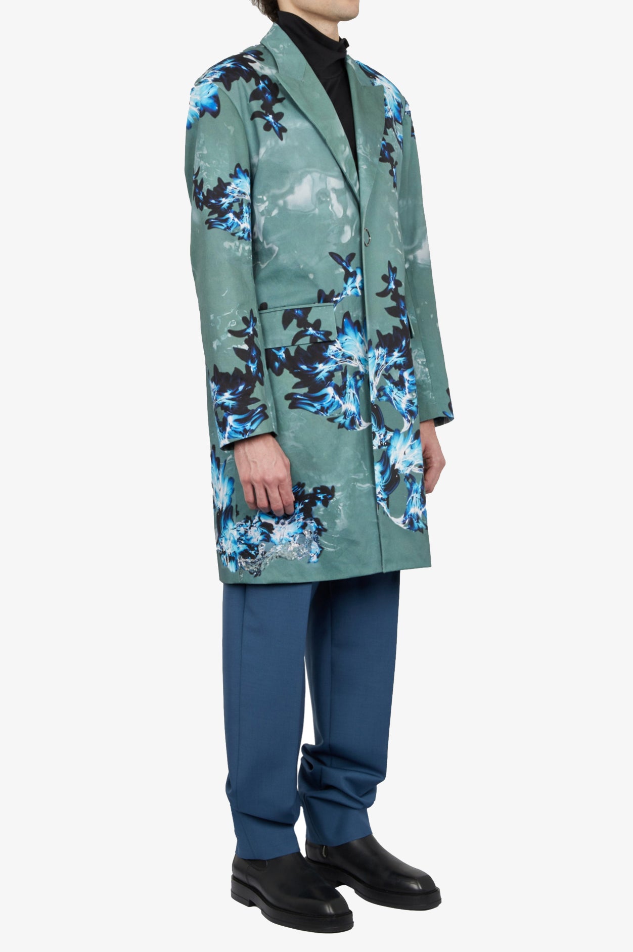 코튼 꽃무늬 프린트 오버사이즈 코트