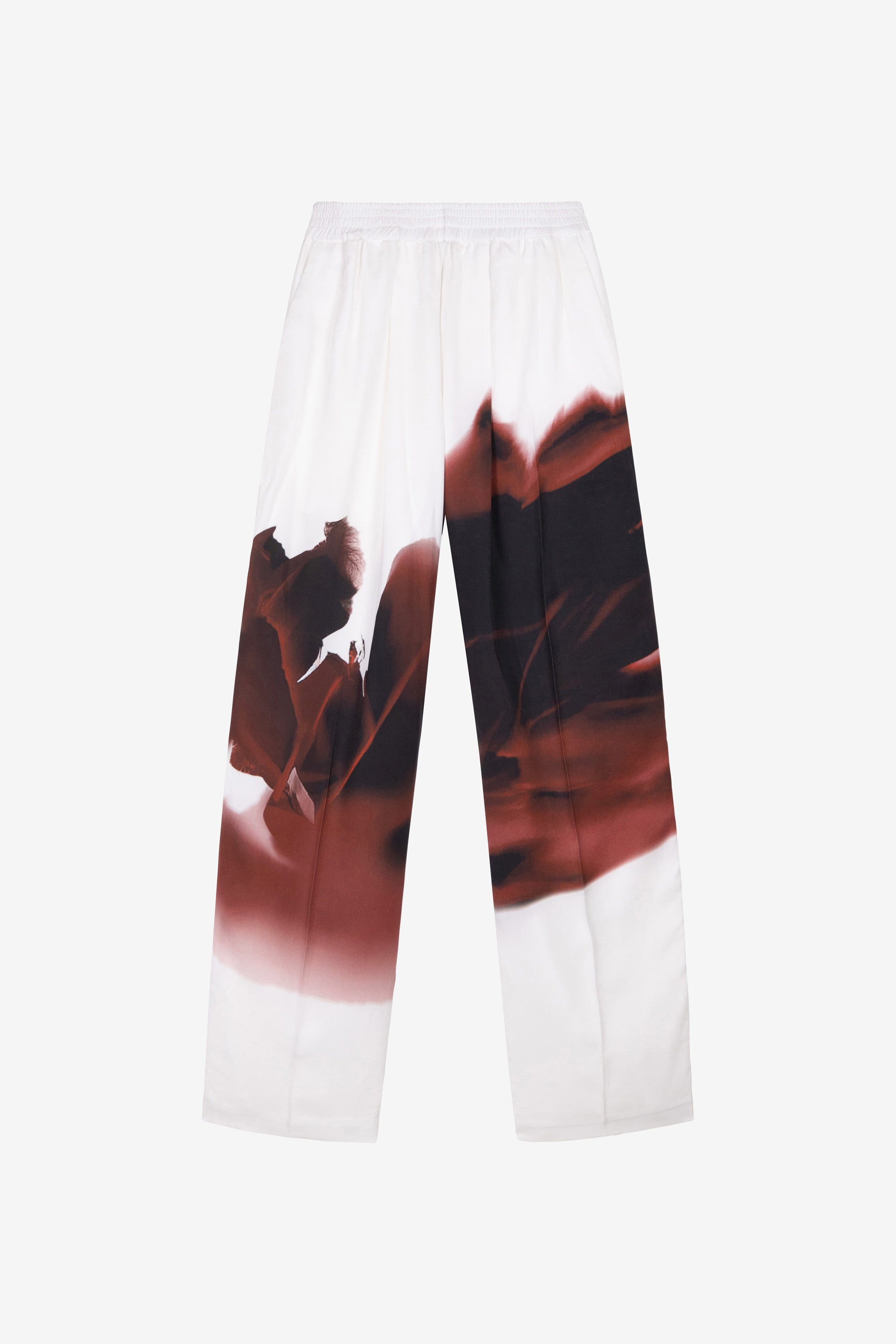 Print large poppies print trousers