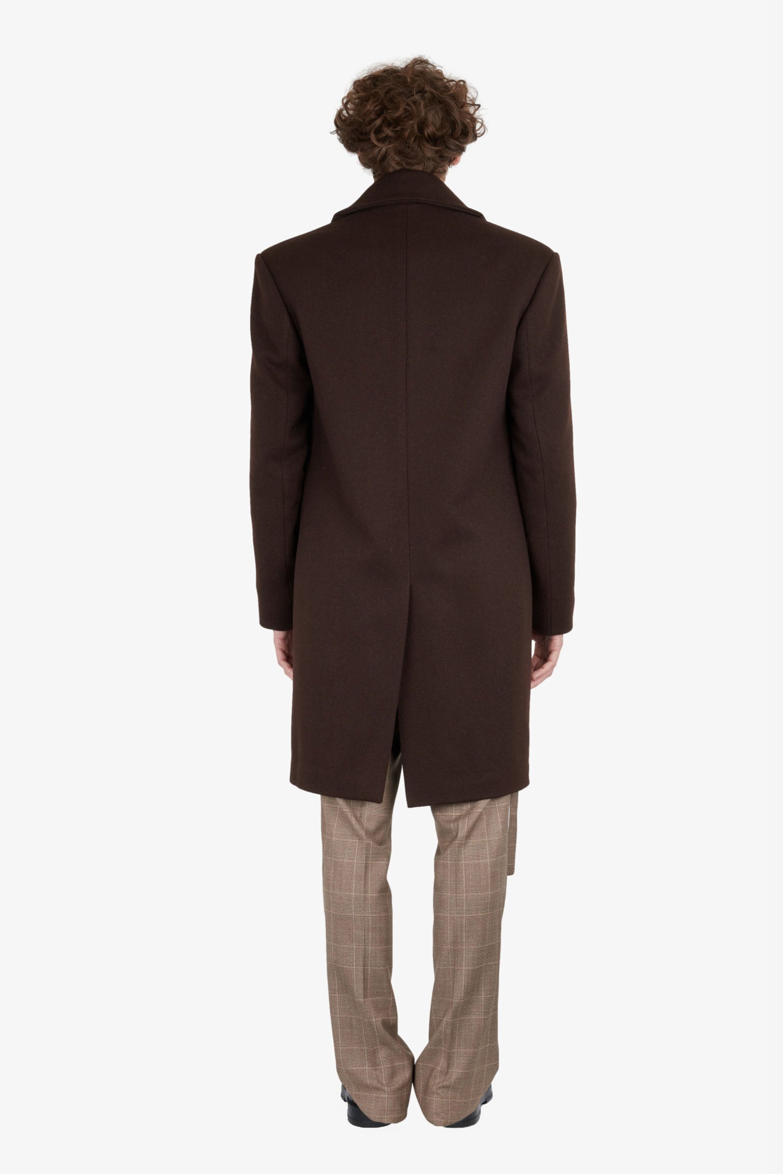 Single breasted folded collar wool coat