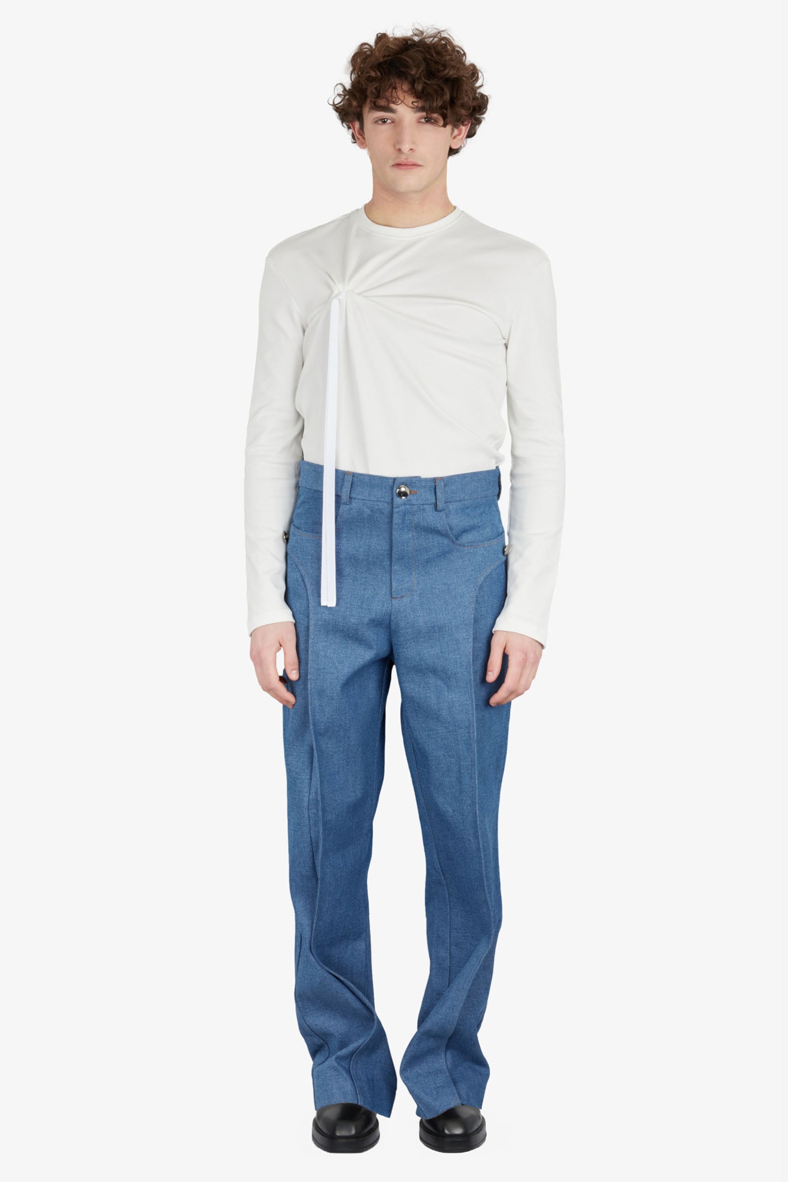 Denim Tailored Side Pleat trouser