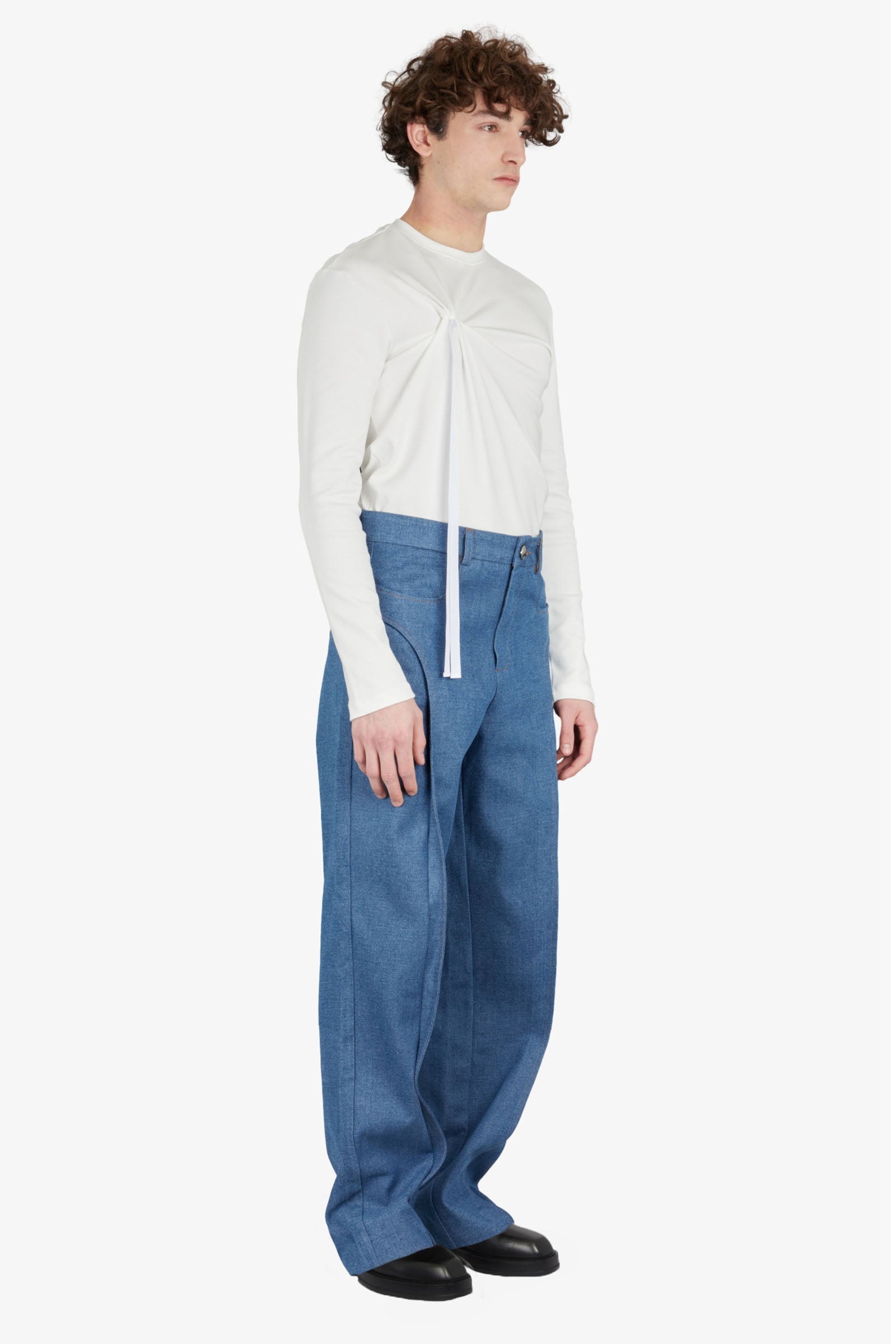 Denim Tailored Side Pleat trouser