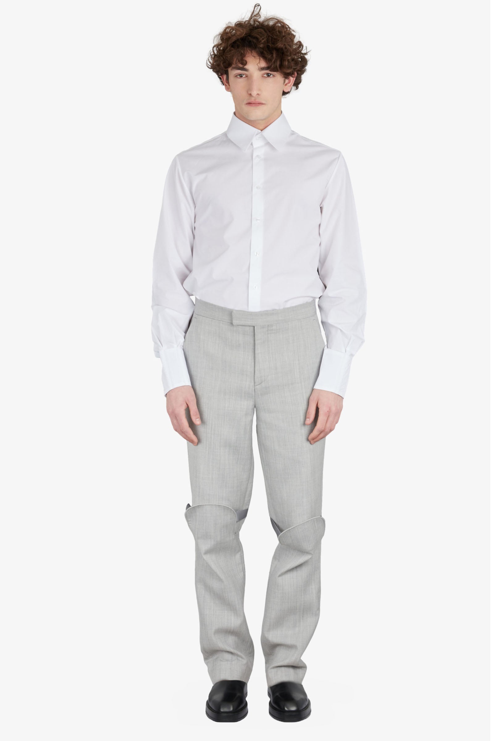 Trompe l'oeil classic grey tailored trousers