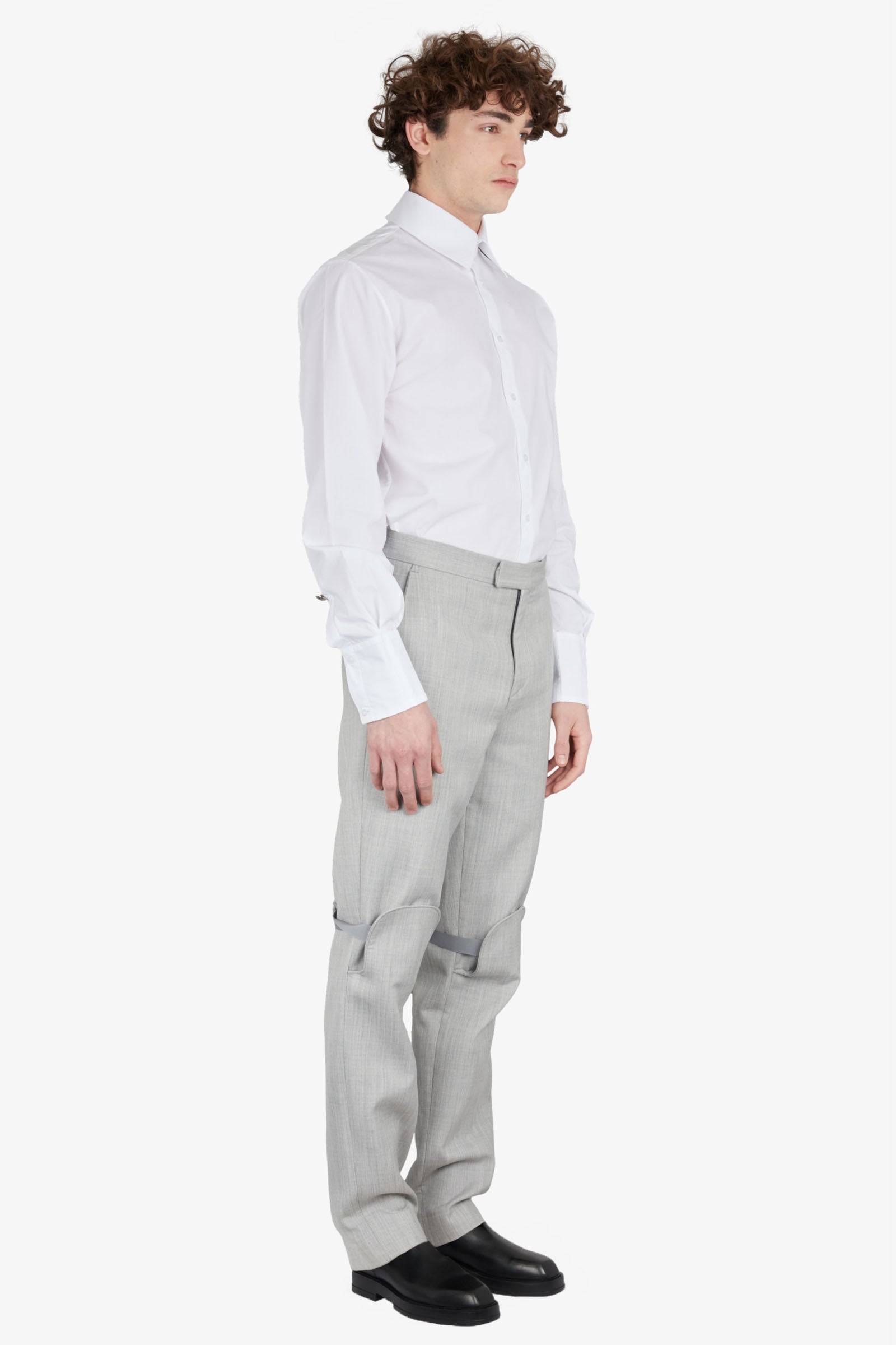 Trompe l'oeil classic grey tailored trousers