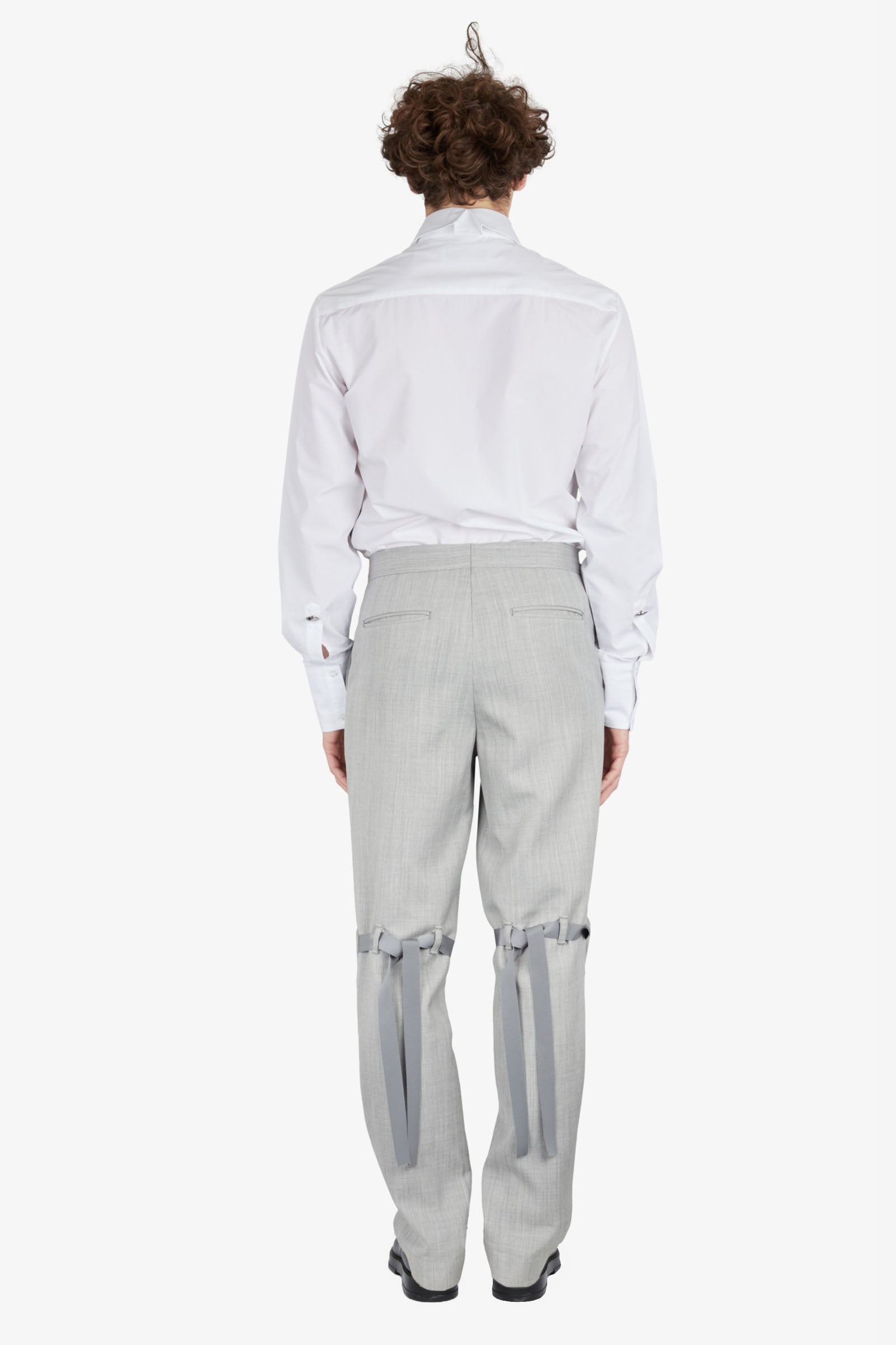 Trompe l'oeil classic grey tailored trousers