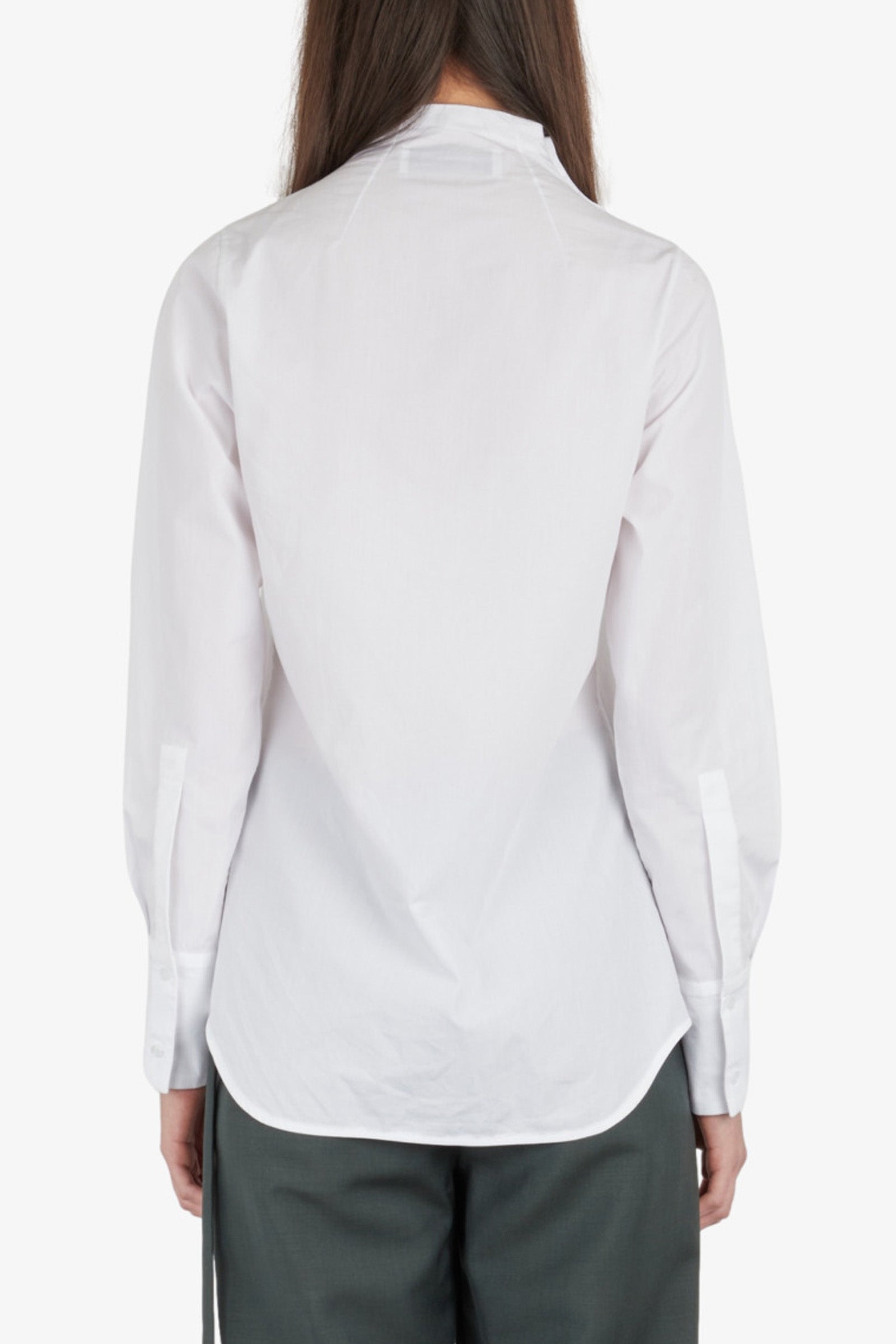 Cotton poplin asymmetric buttoned shirt