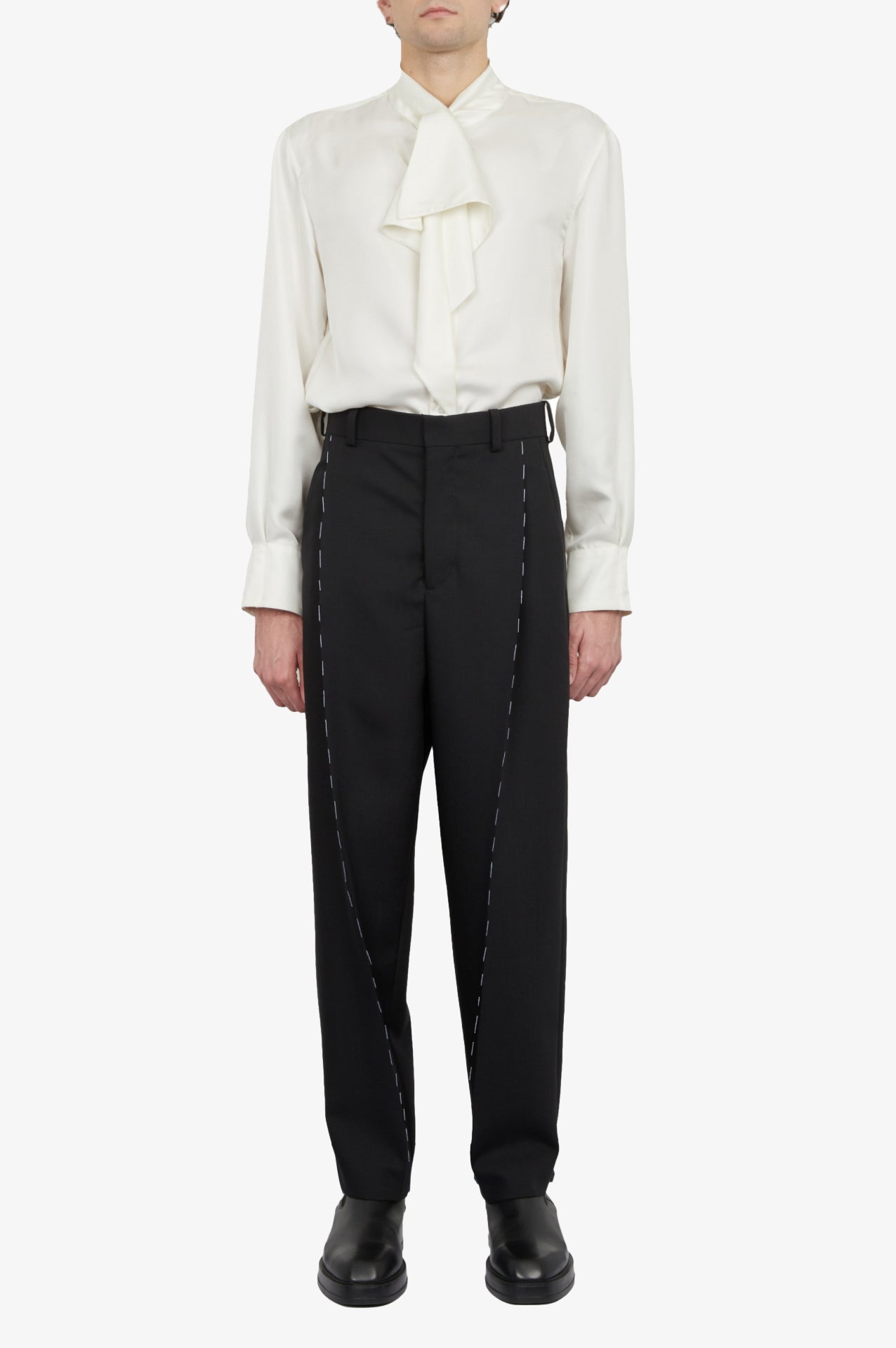 Wool Mohair Tailored Single Pleat Trousers