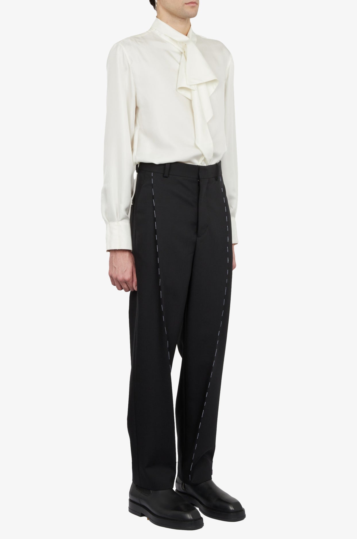 Wool Mohair Tailored Single Pleat Trousers