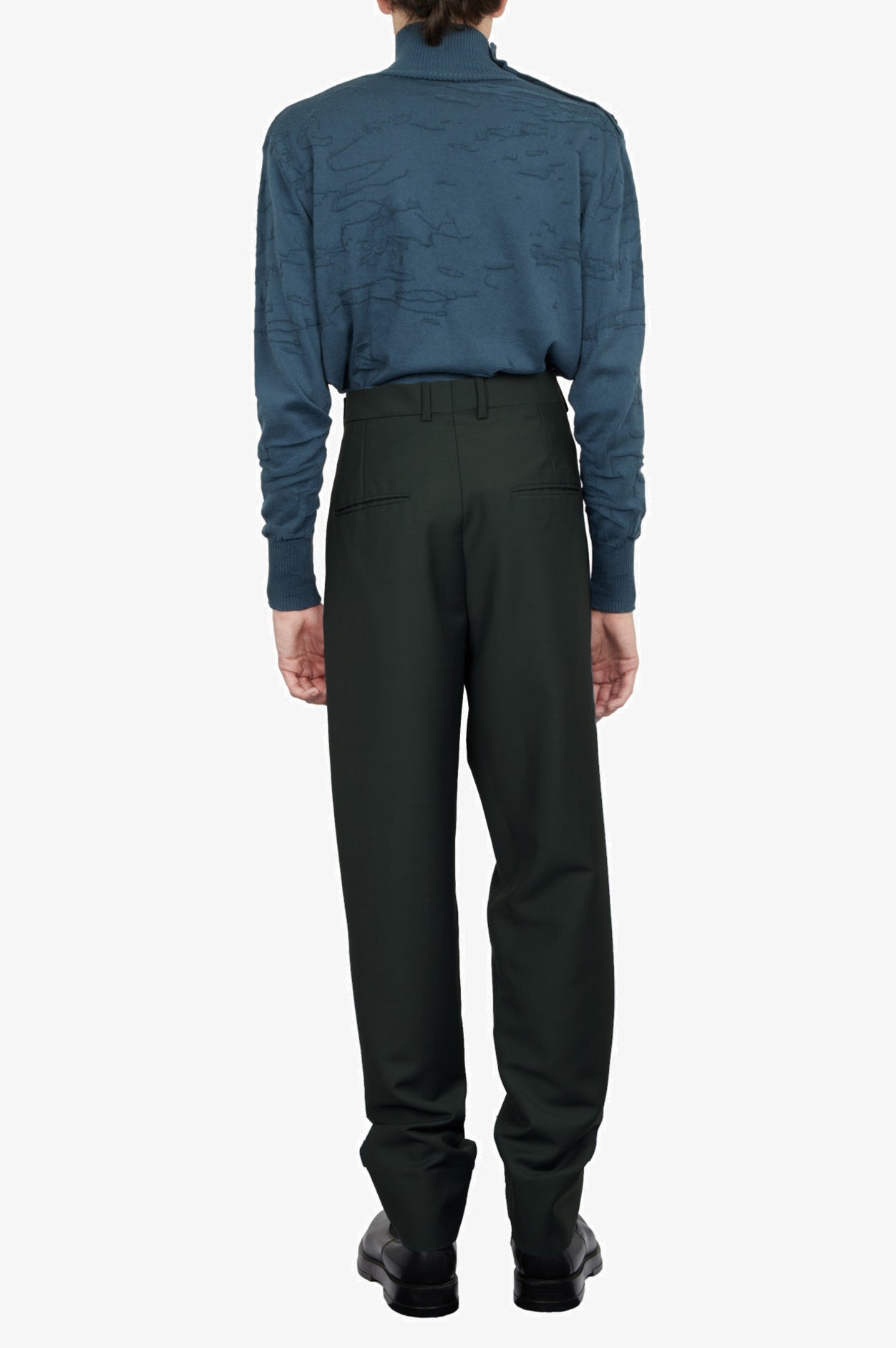 Wool Mohair Black Tailored Classic Trousers