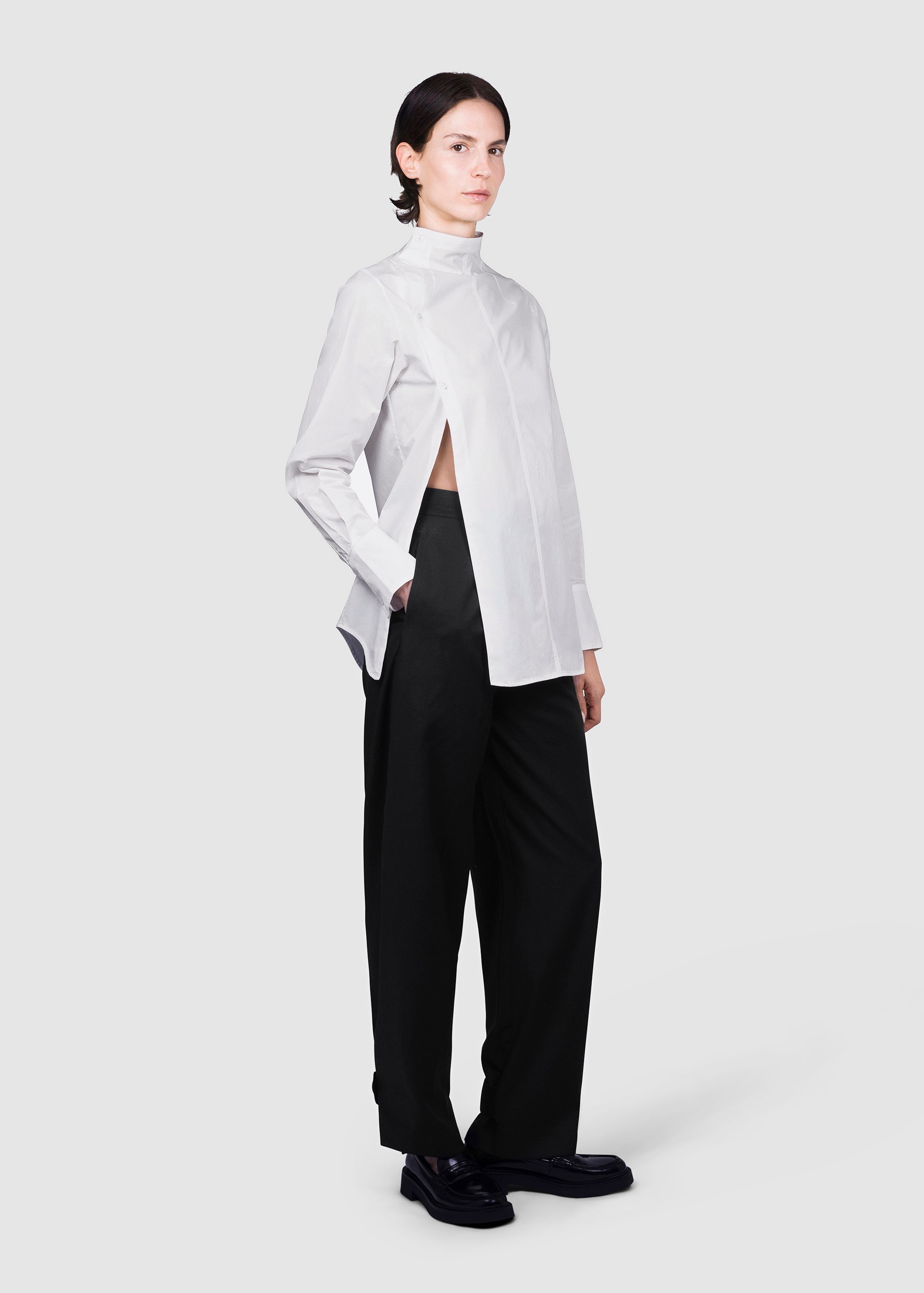 White Asymmetric Cotton Shirt