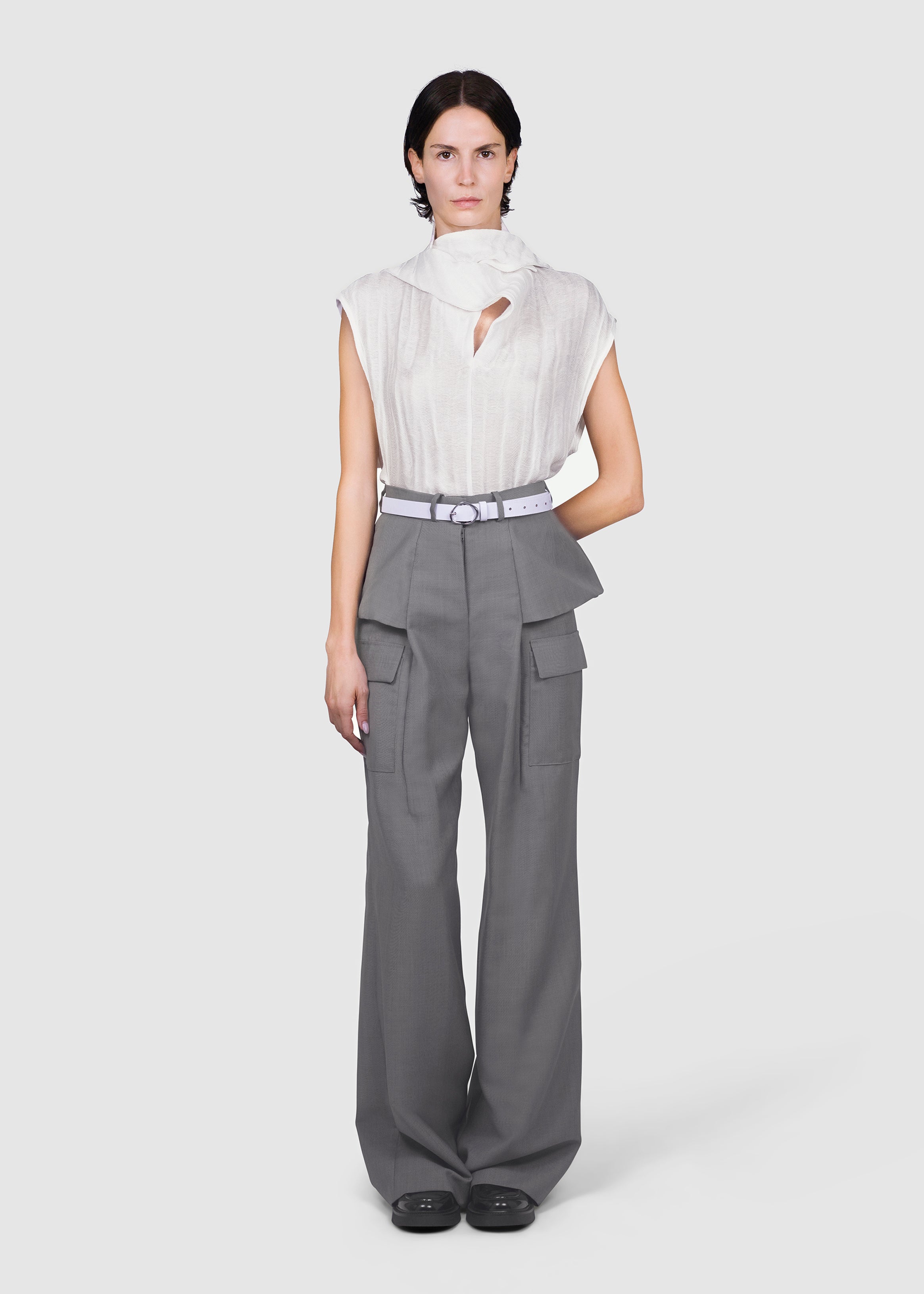 Structured Peplum Cargo Trousers