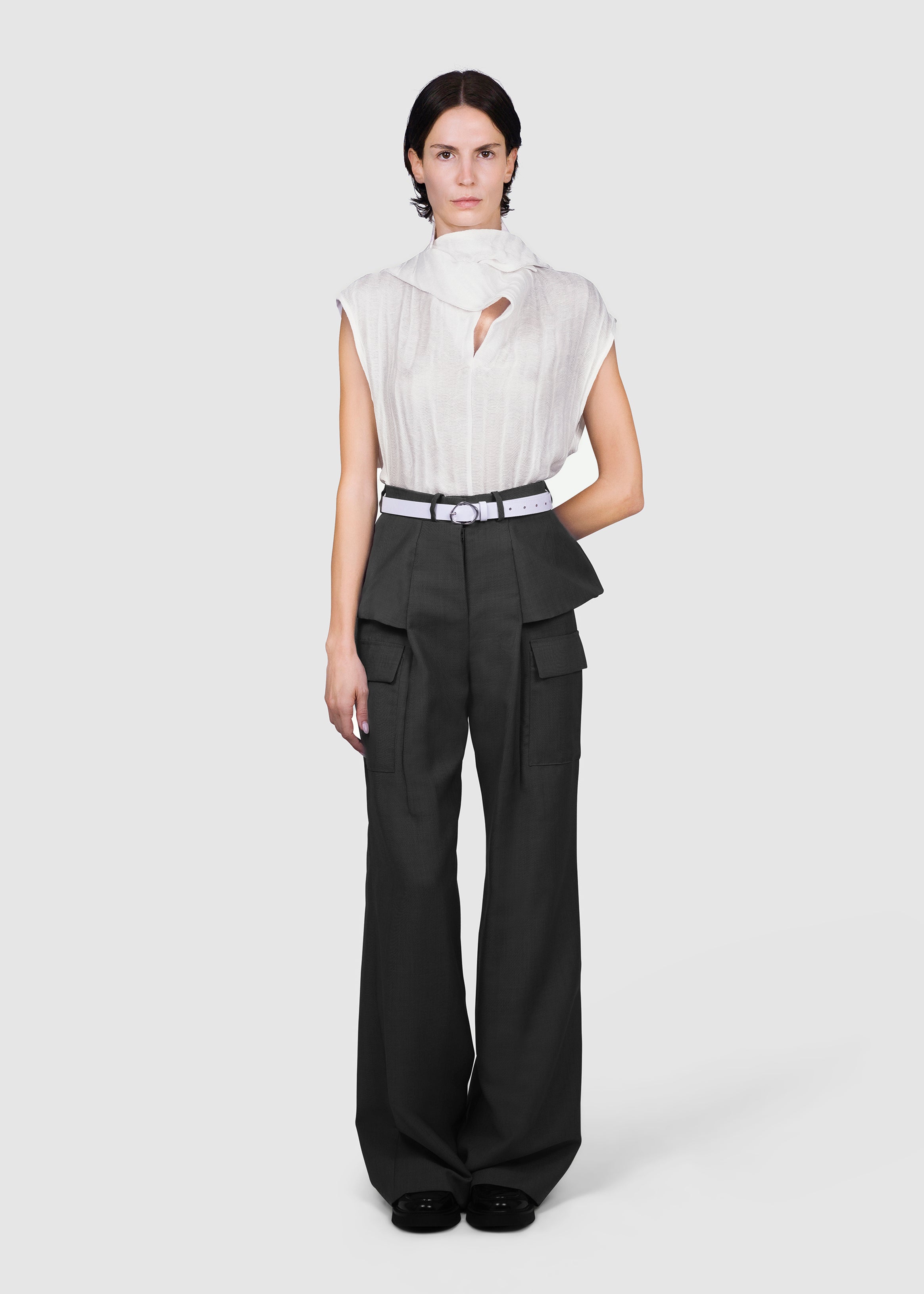 Structured Peplum Cargo Trousers