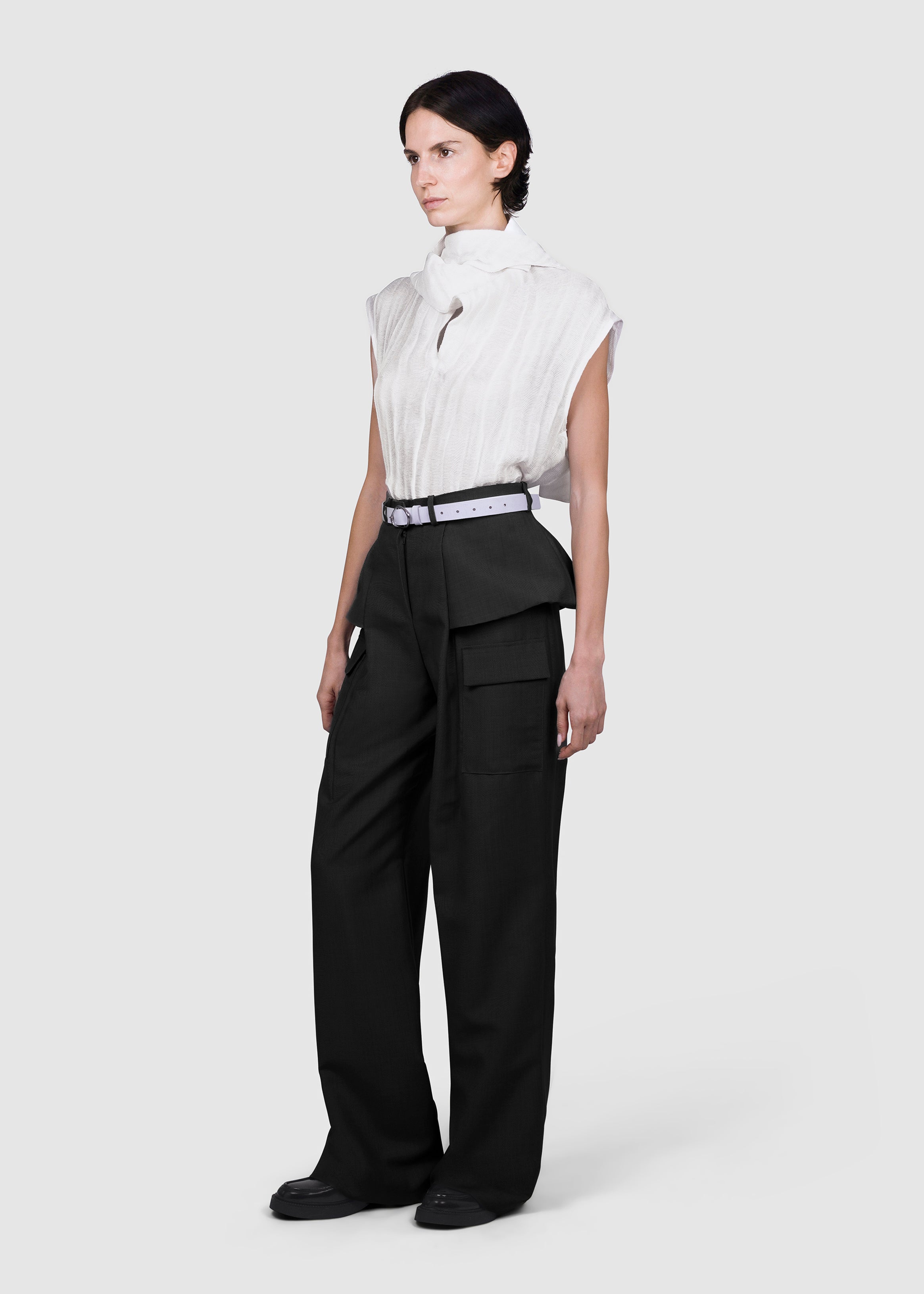 Structured Peplum Cargo Trousers