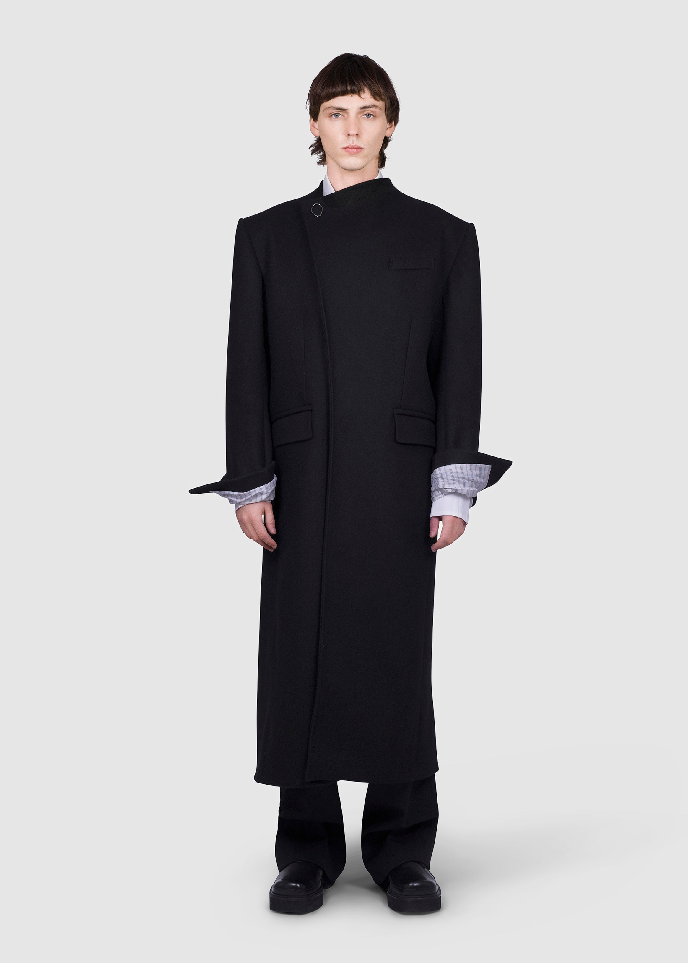 Asymmetric long wool Coat