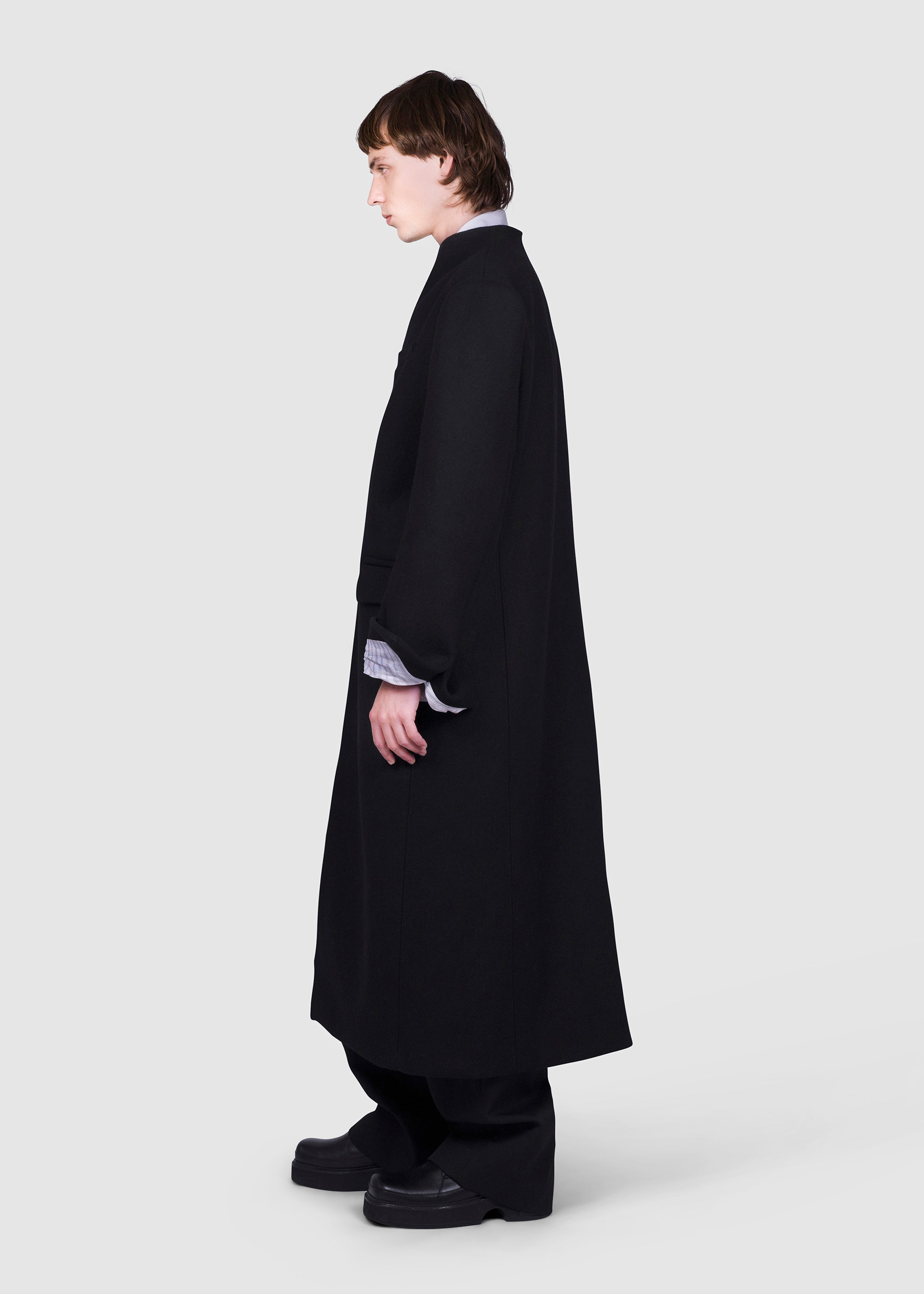 Asymmetric long wool Coat