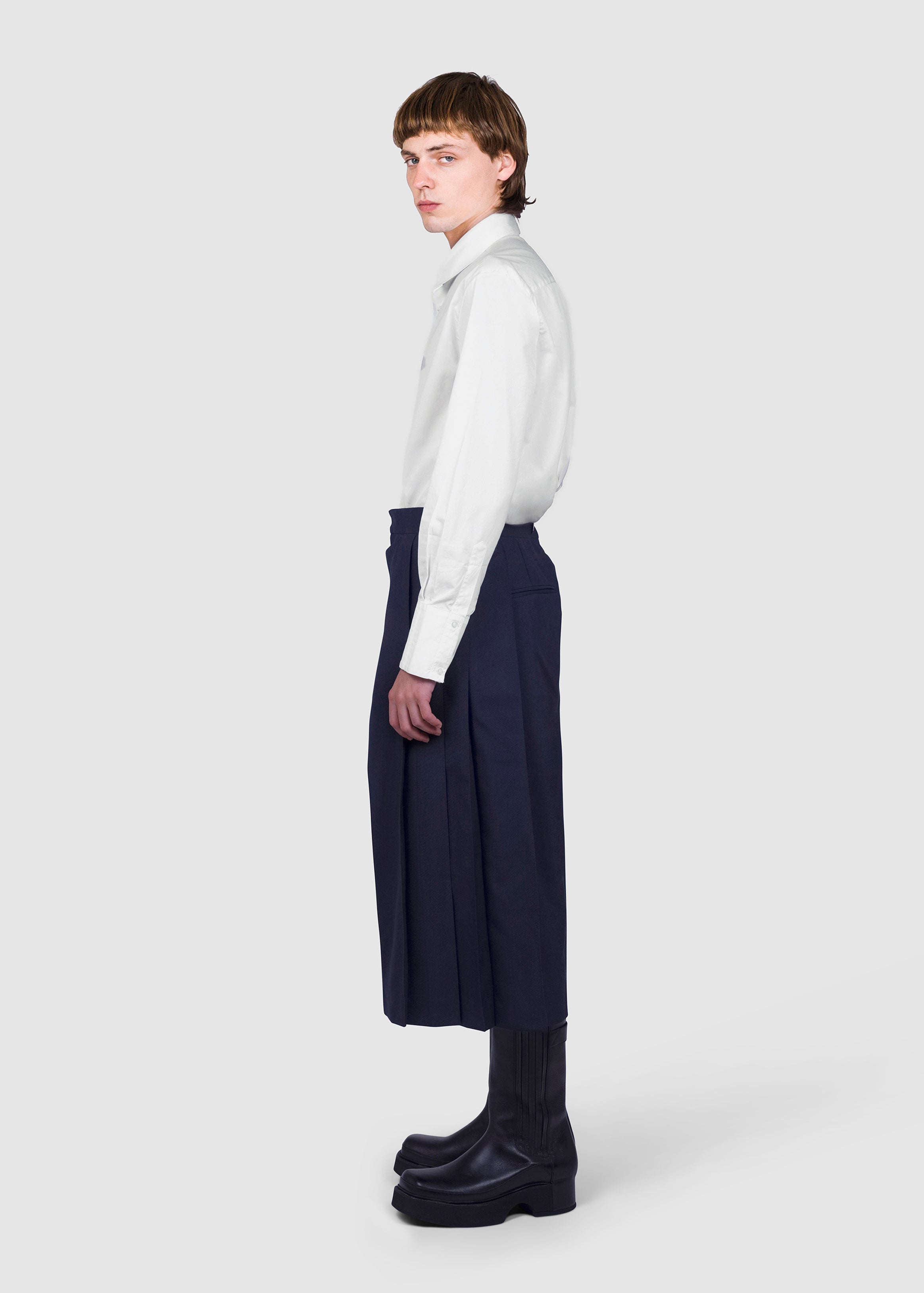 Navy Wool Side Panel Culottes
