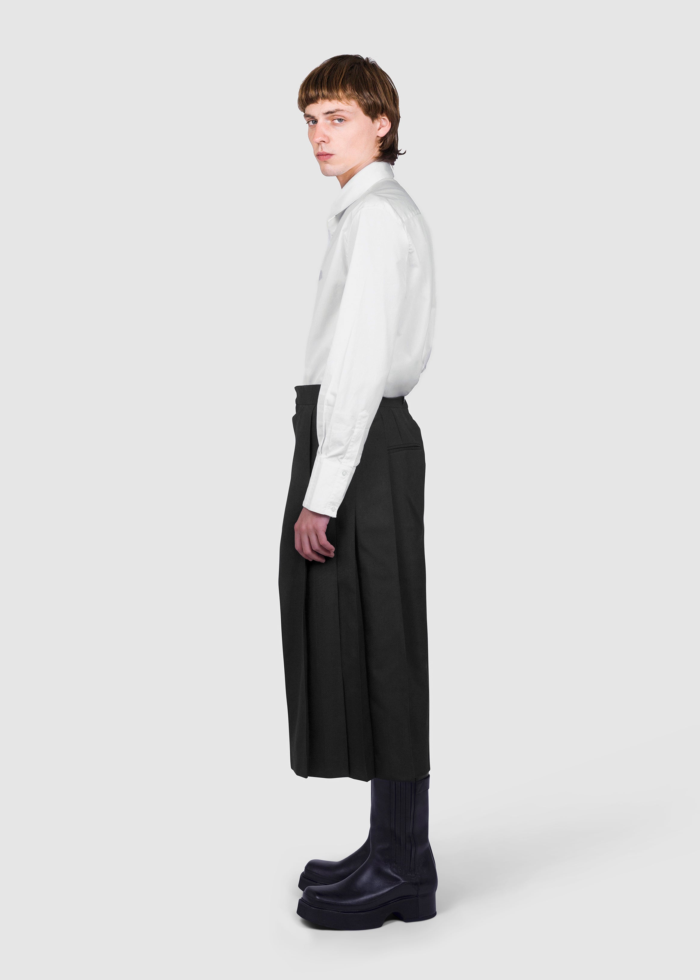 Black Wool Side Panel Culottes