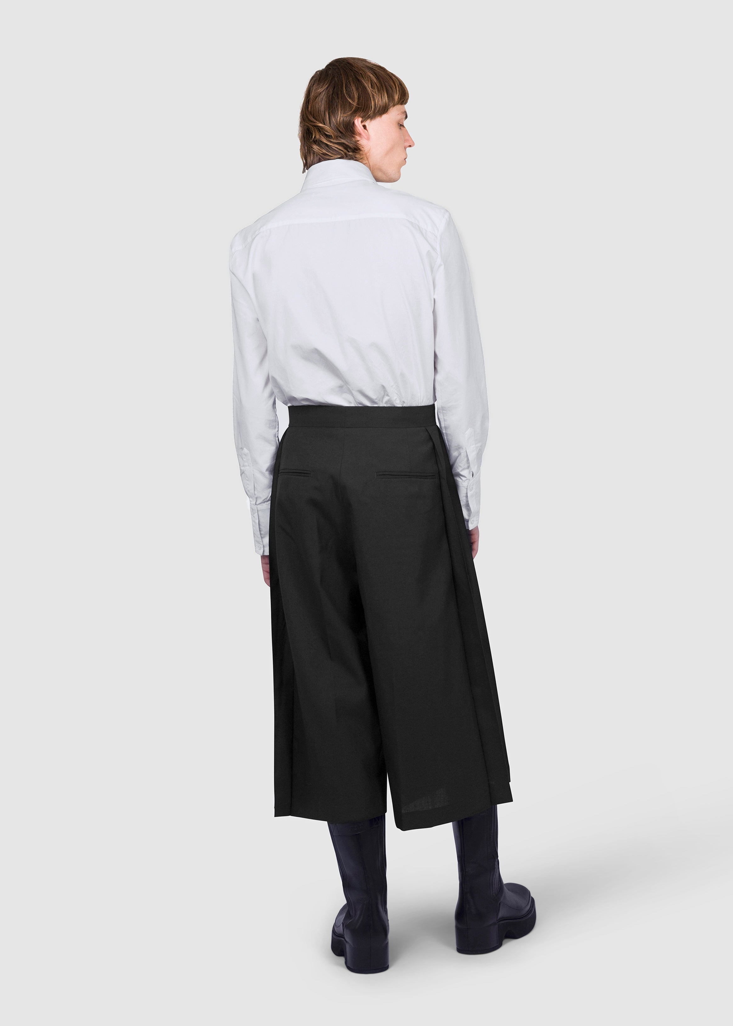 Black Wool Side Panel Culottes