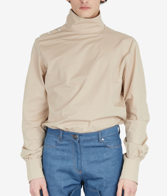 High-Neck Shirt Beige — Archive