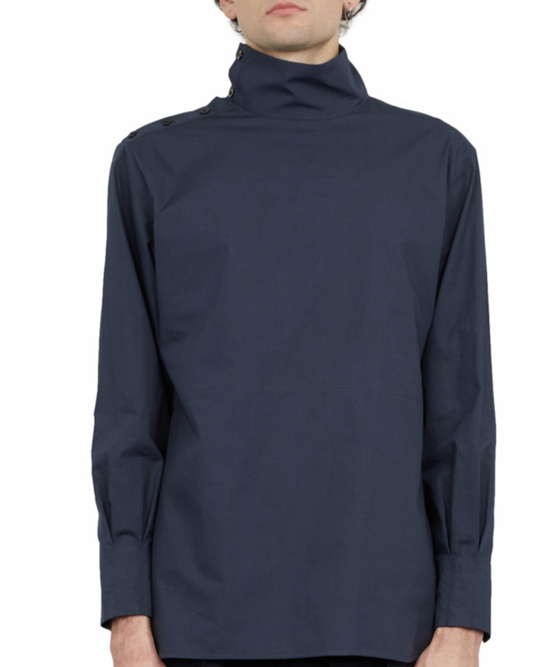 High-Neck Shirt Navy — Archive