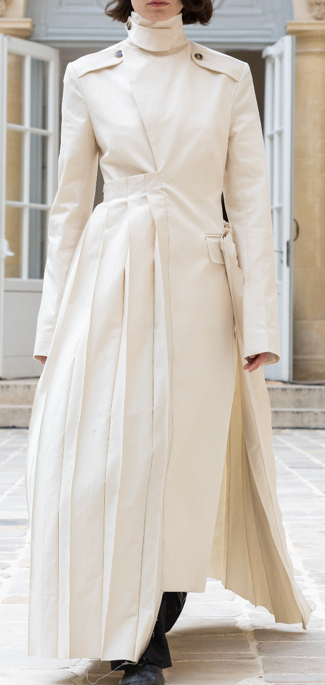Pleated Long Coat Cream — Archive