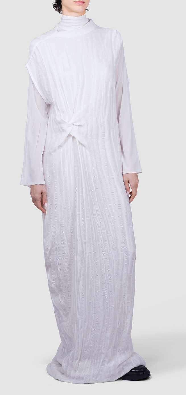 Pleated Maxi Dress White — Archive