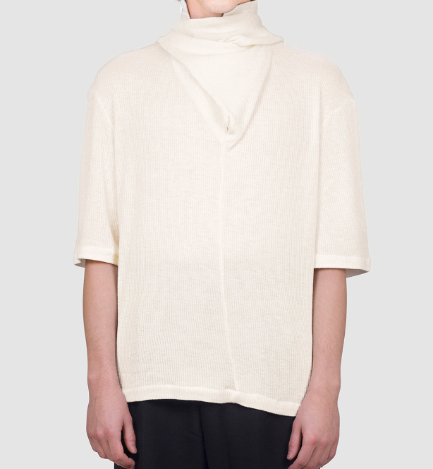 Scarf-Collar Knit Cream — Archive